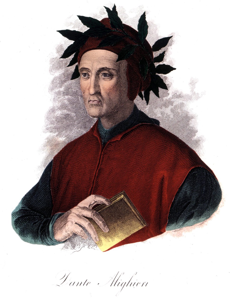 Portræt af Dante (1265-1321), italiensk digter, gravering 1800-tallet. af Unknown artist