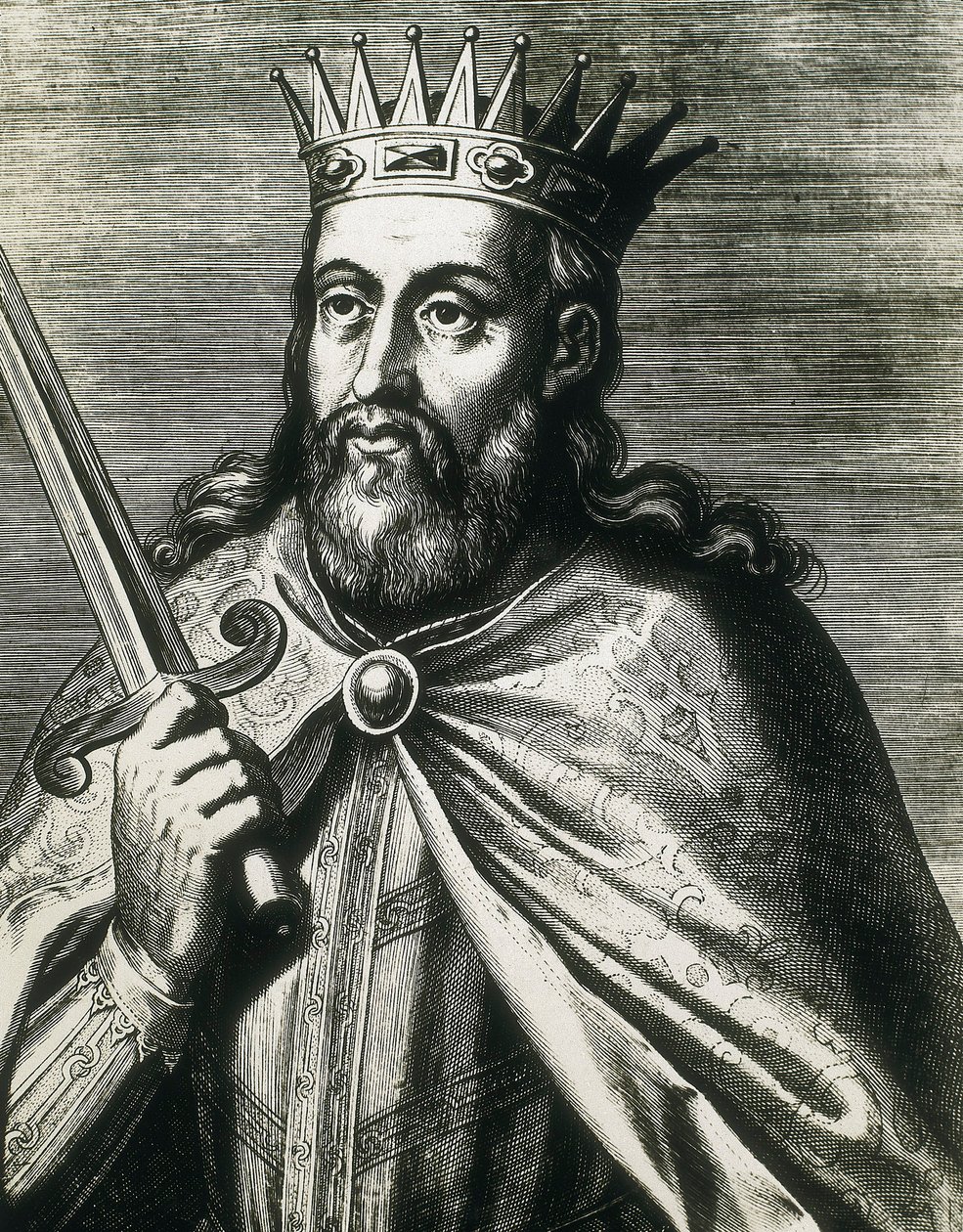 Portræt af Denis af Portugal (bondekongen) (gravering) af Unknown artist
