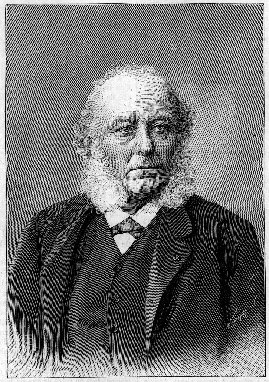 Portræt af Dr. Aristide Verneuil (1823-1895), fransk kirurg, medlem af Videnskabernes Akademi og Akademiet for Medicin. Indgravering i "" La Nature: revue des sciences et de leurs applications aux arts et a l