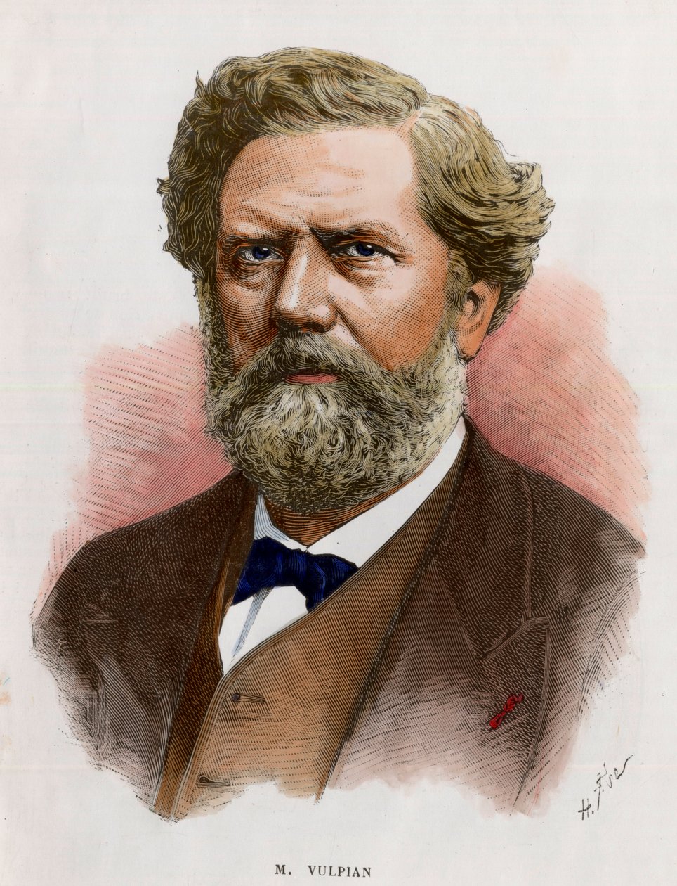 Portræt af Edme Felix Alfred Vulpian (1826-1887), fransk læge og fysiolog. Indgravering af det 19. århundrede. Privat samling. af Unknown artist