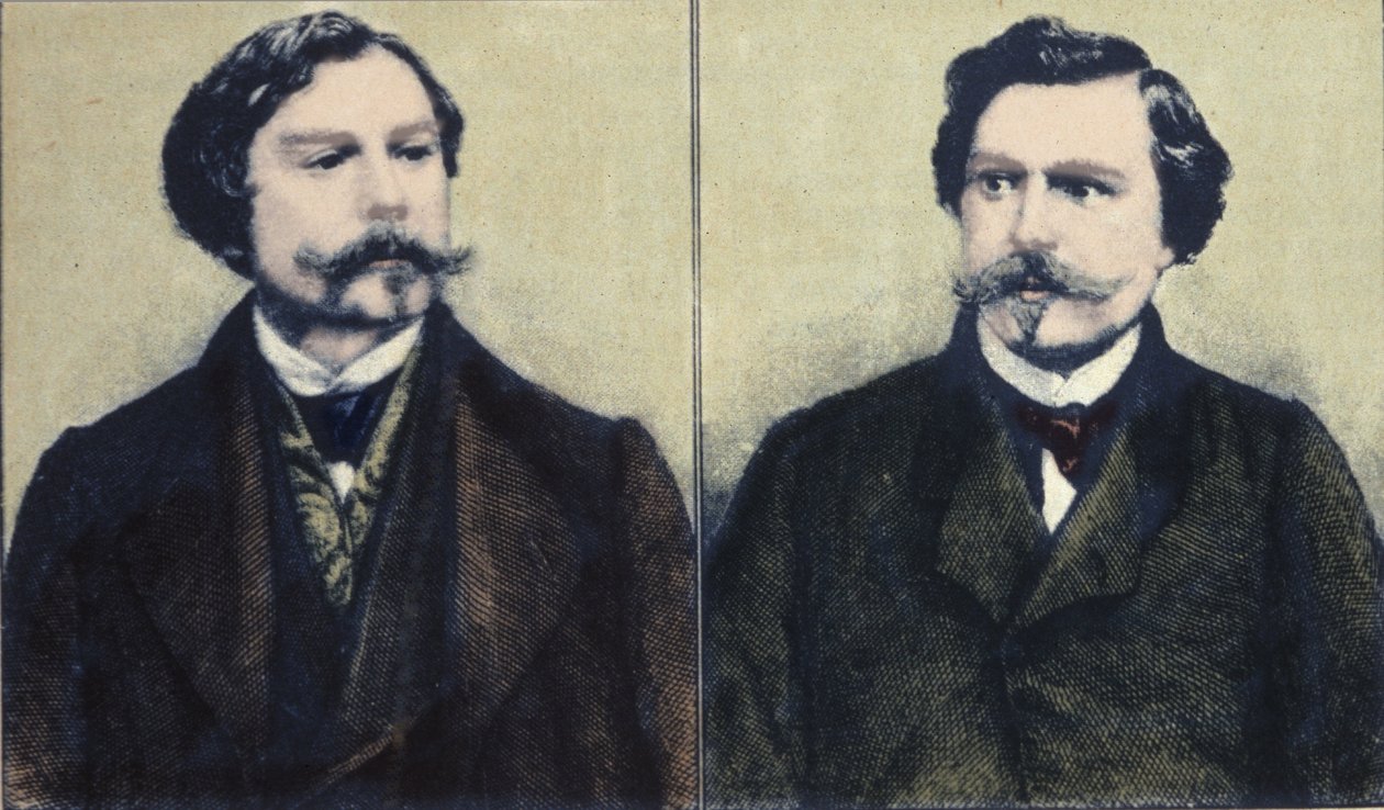Portræt af Edmond Goncourt (1822-1896) og Jules Goncourt (1830-1870) brødreforfattere. af Unknown artist