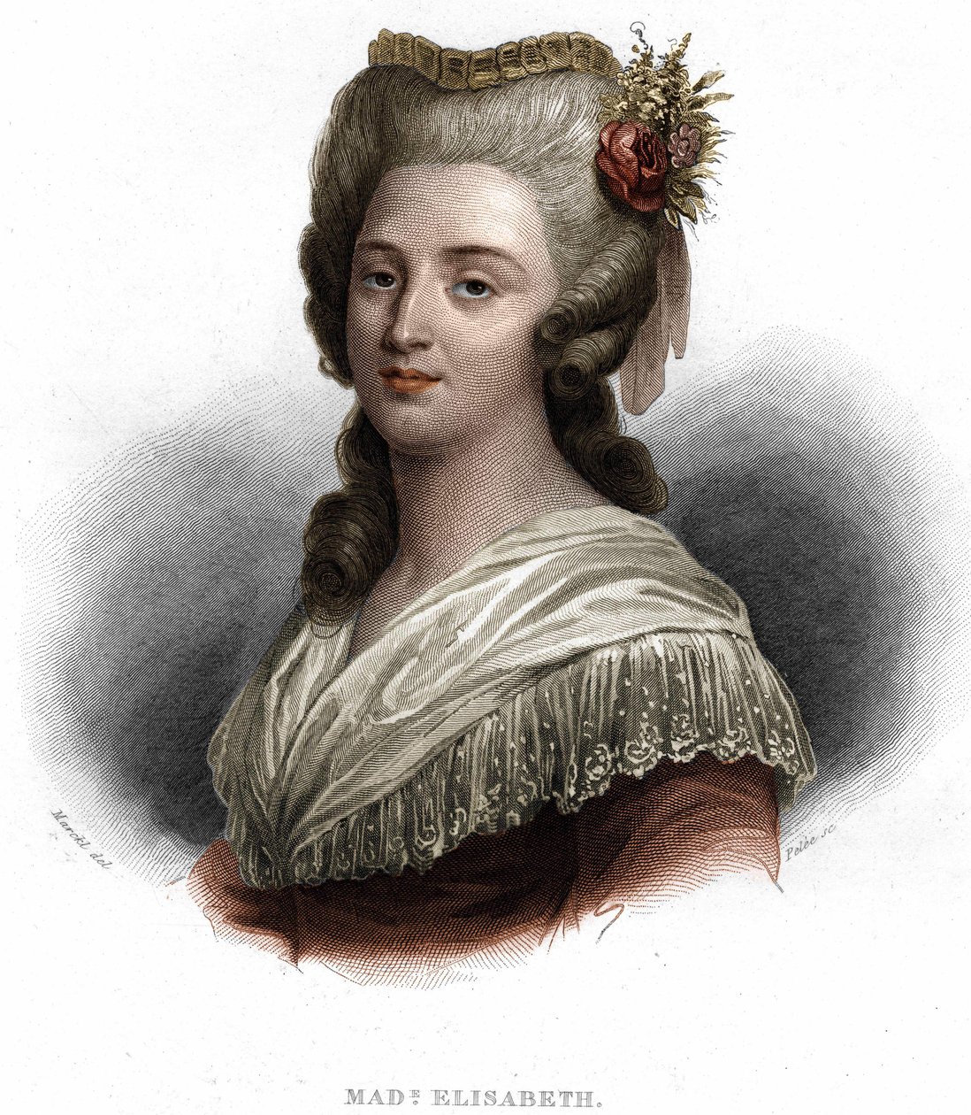 Portræt af Elisabeth Philippine Marie Hélène af Frankrig, kendt som "" Madame Elisabeth", søster til kong Louis XVI (1764-1794) af Unknown artist