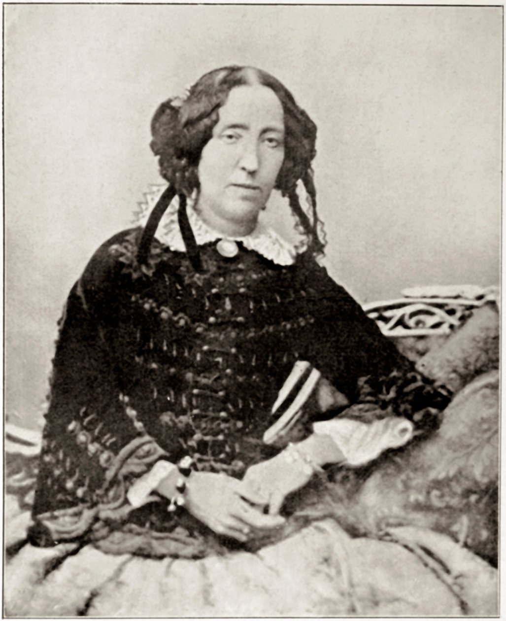 Portræt af Emma Roberts, forlovet et par måneder af den italienske patriot Giuseppe Garibaldi (1807-1882). Fra et fotografi. Privat samling af Unknown artist