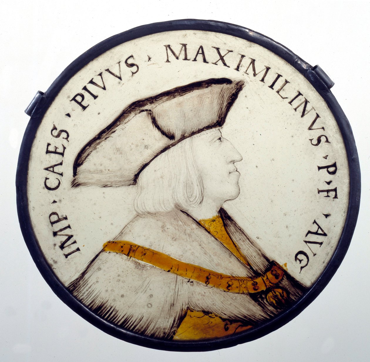 Portræt af kejser Maximilian I af Habsburg (1459-1519). Glasmaleri fra 1500-tallet. Paris, Museum for Legion d