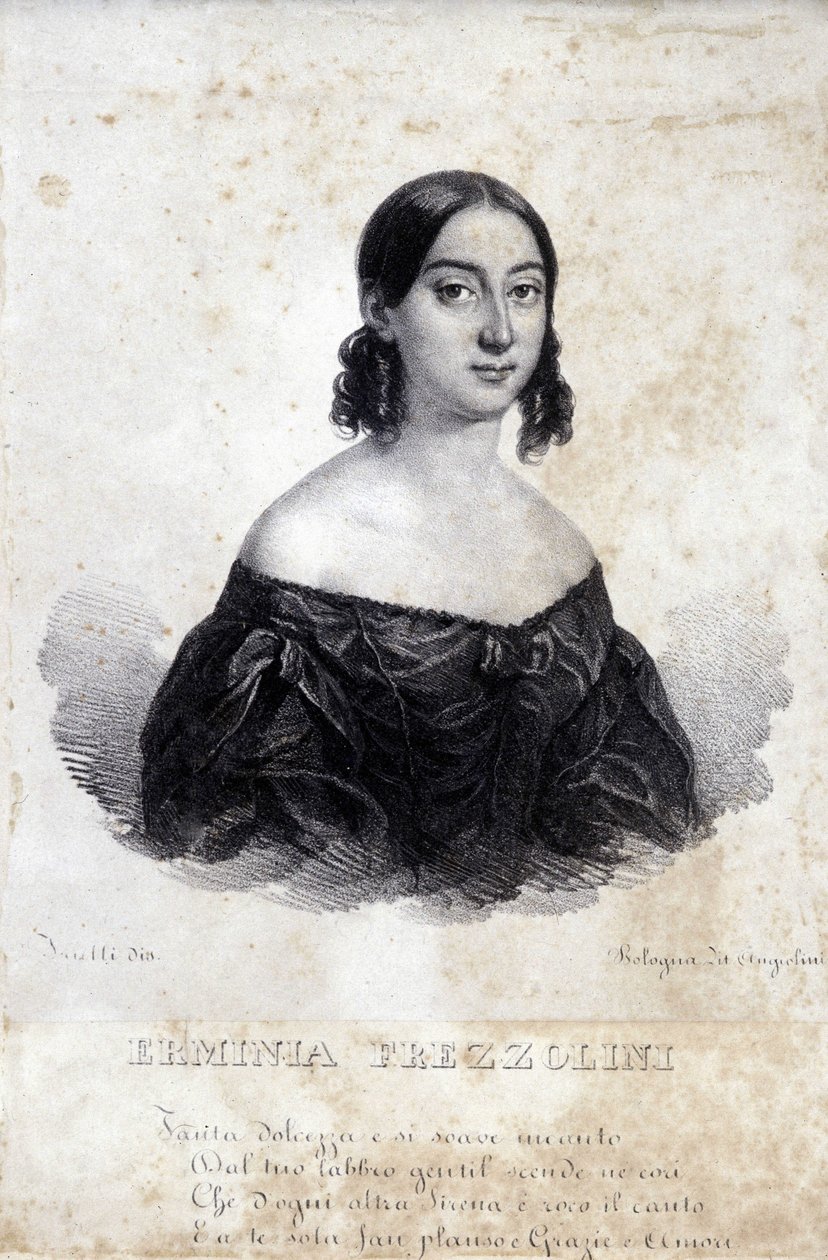 Portræt af Erminia Frezzolini. Italiensk sopran (1818-1884). af Unknown artist