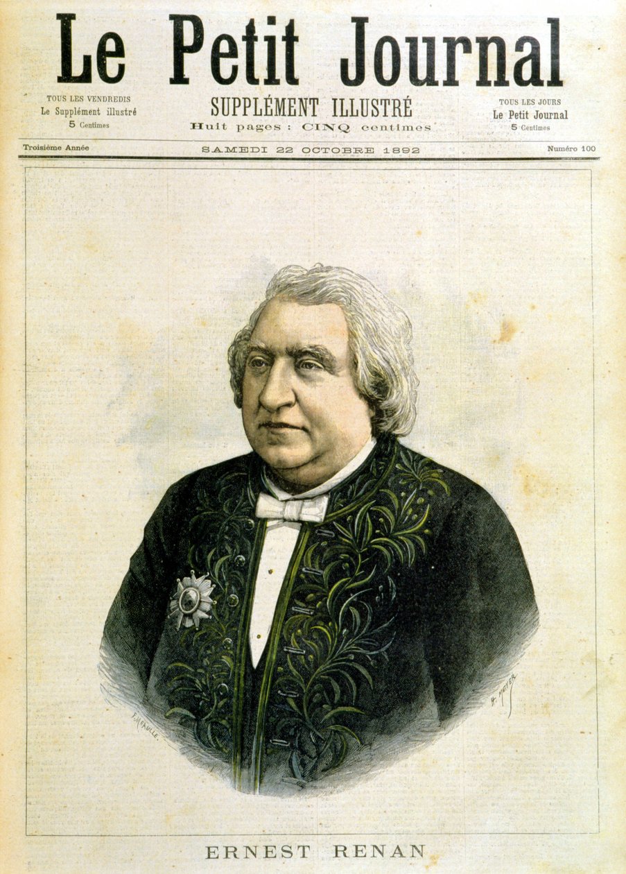 Portræt af Ernest Renan i akademikerdragt - i "" Le Petity Journal"" fra 22/10/1892 af Unknown artist