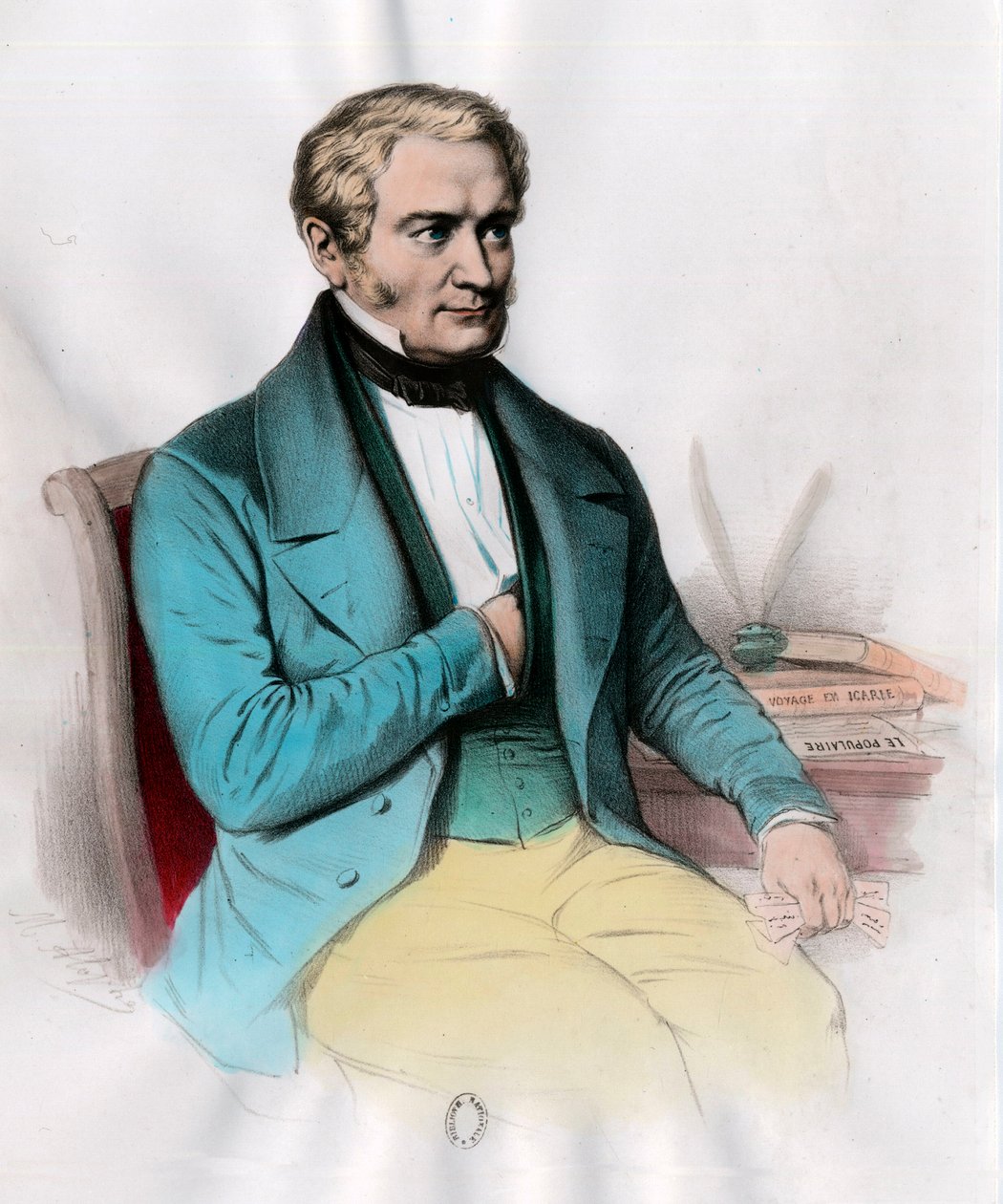 Portræt af Etienne Cabet (1788 - 1856) fransk socialistisk teoretiker. Indgravering af det 19. århundrede. Privat samling. af Unknown artist