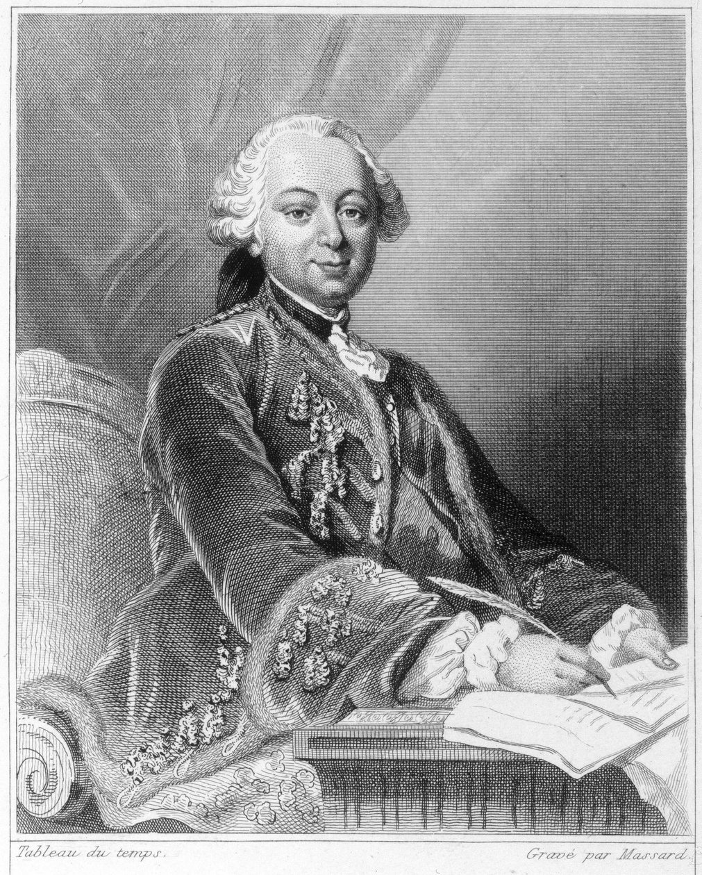 Portræt af Etienne François, hertug af Choiseul (1719 - 1785), fransk politiker - i "Histoire des Français" af Lavallée, stik, sd. af Unknown artist