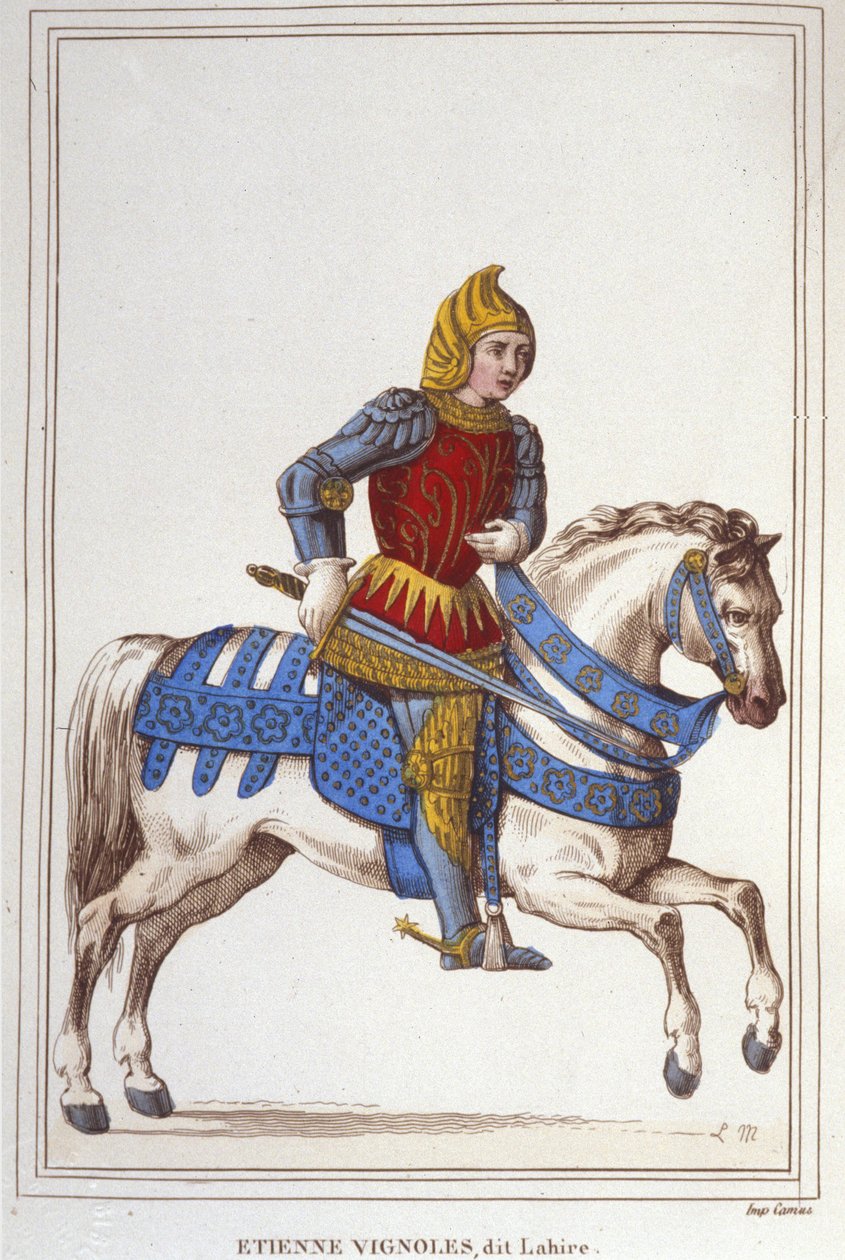 Portræt af Etienne de Vignoles eller Vignolles dit La Hire (Lahire). Fransk krigsmand 1390-1443.gravering af 1830 af Unknown artist
