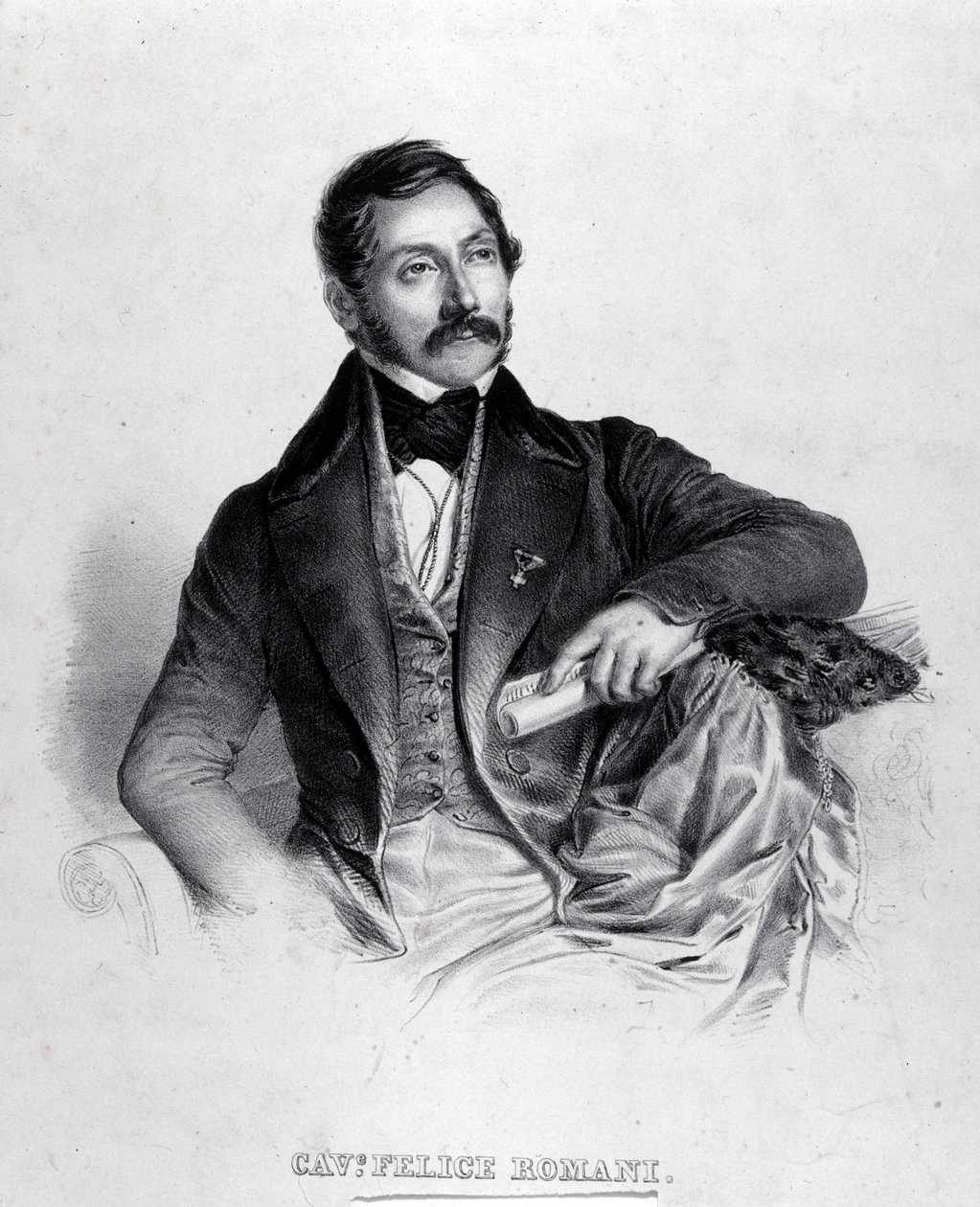 Portræt af Felice Romani, librettist, digter og italiensk kritiker (1788-1865). af Unknown artist