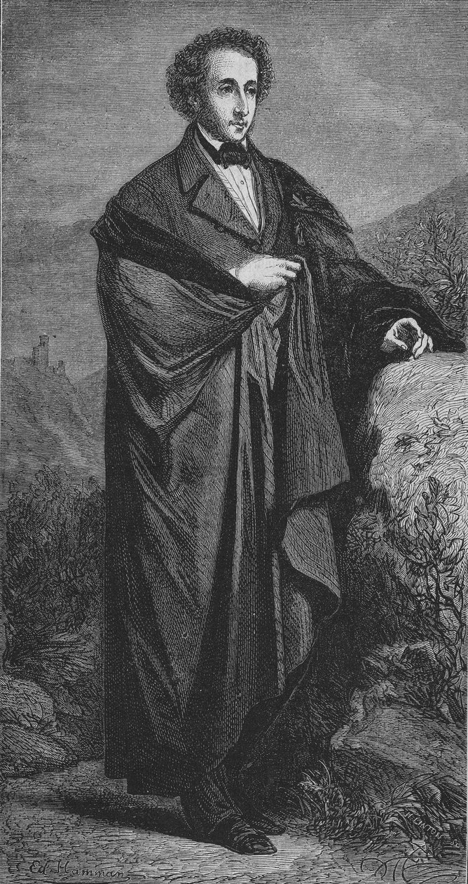 Portræt af Felix Mendelssohn - Bartholdy (1809 - 1847) tysk komponist af Hamman. af Unknown artist