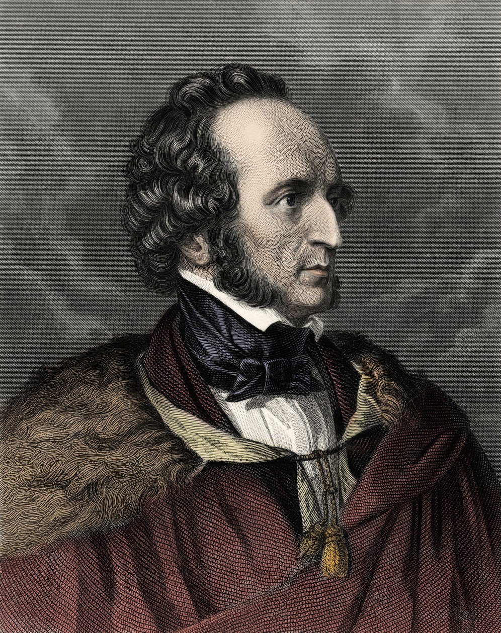 Portræt af Felix Mendelssohn Bartholdy (1809-1847), tysk komponist og dirigent. af Unknown artist