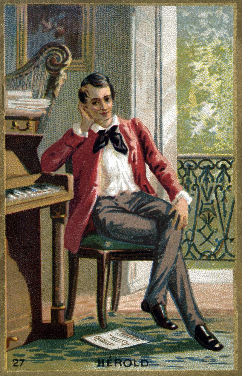 Portræt af Ferdinand Hérold (1791 - 1833), fransk komponist. Kromolitografi af det 19. århundrede. af Unknown artist