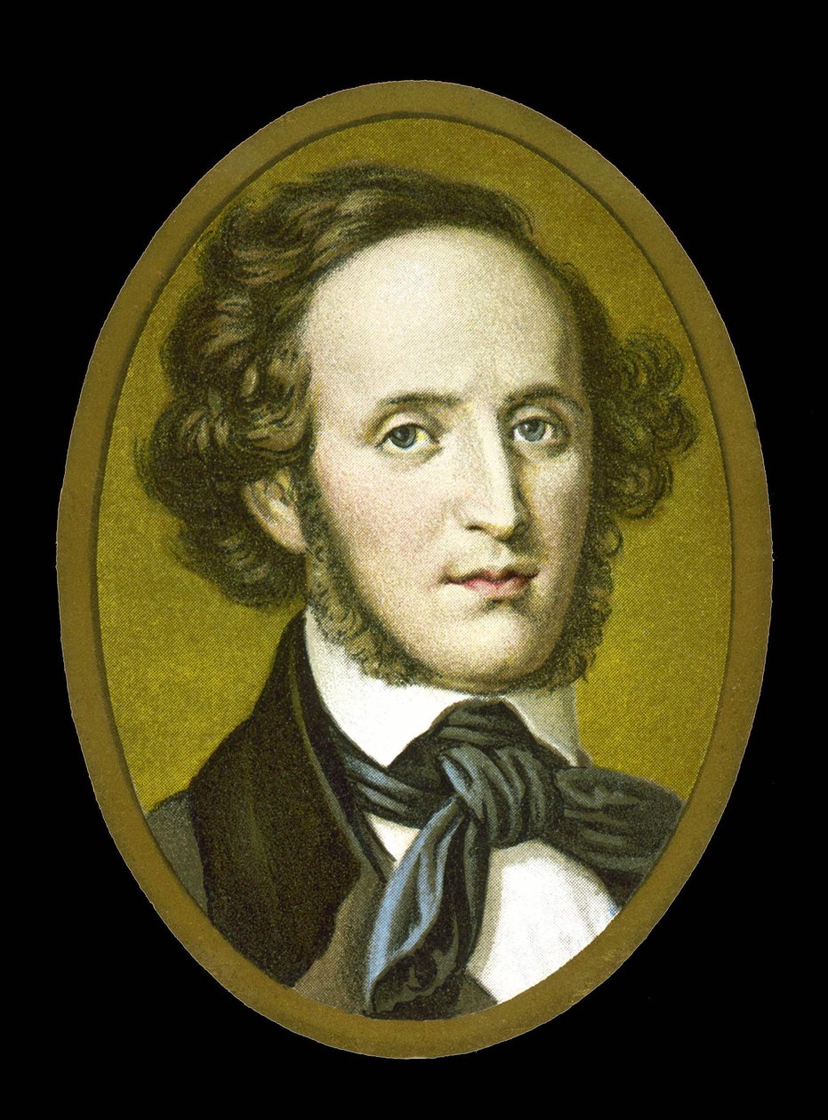 Portræt af Félix Mendelssohn - Bartholdy (1809 - 1847) tysk komponist. af Unknown artist