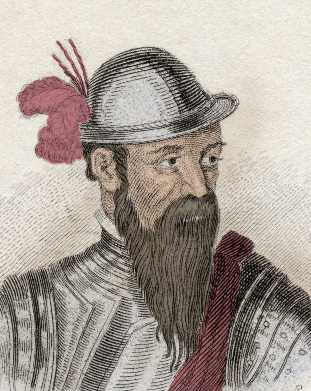 Portræt af Francisco Pizarro (Francois Pizarre, ca. 1478-1541), spansk conquistador. Indgravering af det 19. århundrede. af Unknown artist