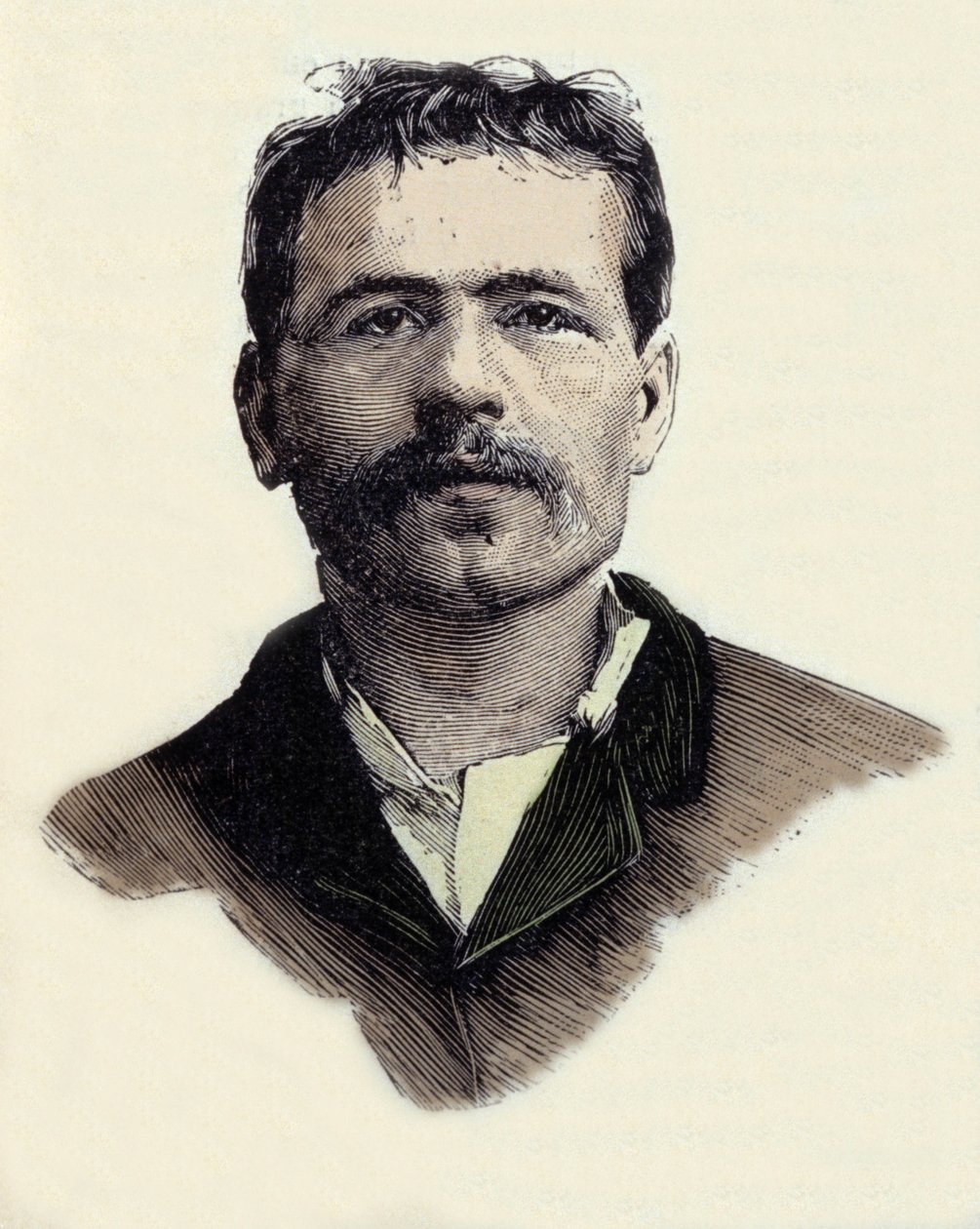 Portræt af Francois Claudius Koenigstein (1859-1892), fransk anarkistisk terroraktivist. Indgravering af det 19. århundrede af Unknown artist