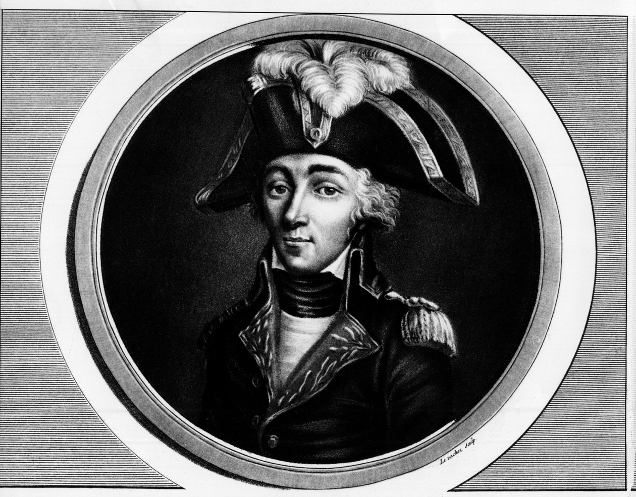 Portræt af Francois Hanriot (1761-1794), fransk revolutionær - Indgravering i ""Komplet samling af historiske malerier fra den franske revolution, i tre bind""" 1804 af Unknown artist