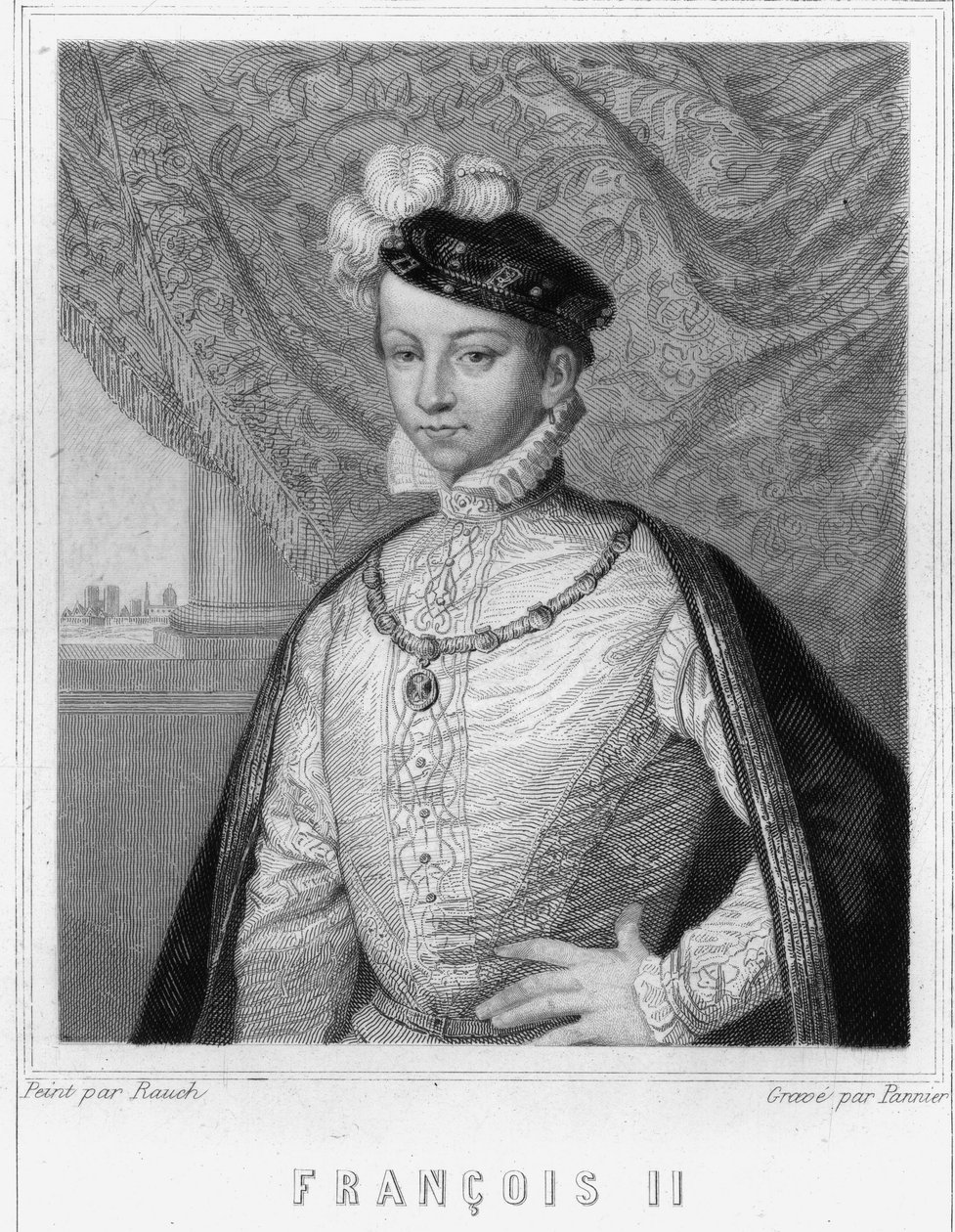 Portræt af Francois II (1544 - 1560), konge af Frankrig - i "Histoire des Français"" af Lavallée, stik, sd. af Unknown artist