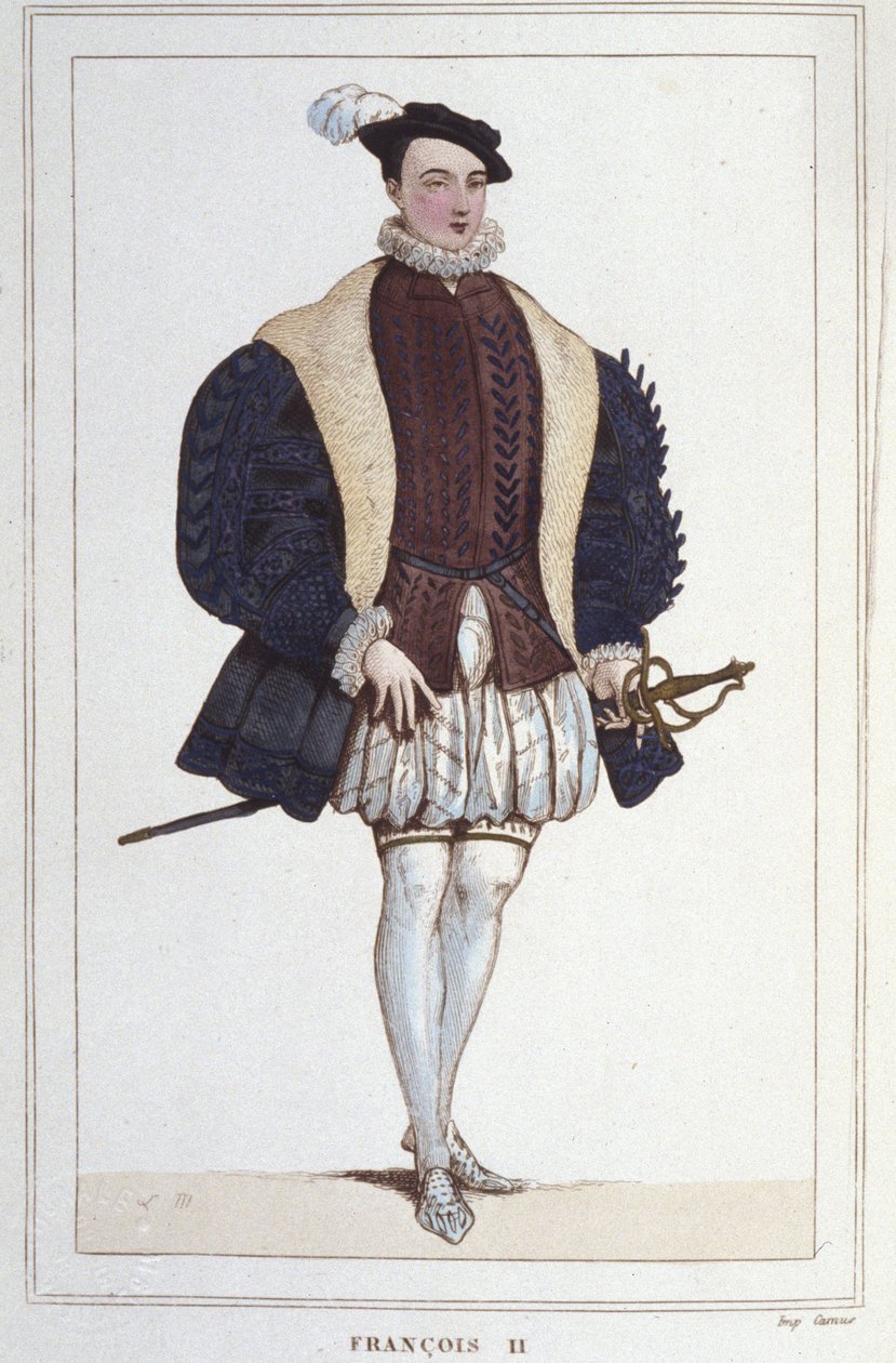 Portræt af Francois II (1544 - 1560), konge af Frankrig, gravering fra 1830 af Unknown artist