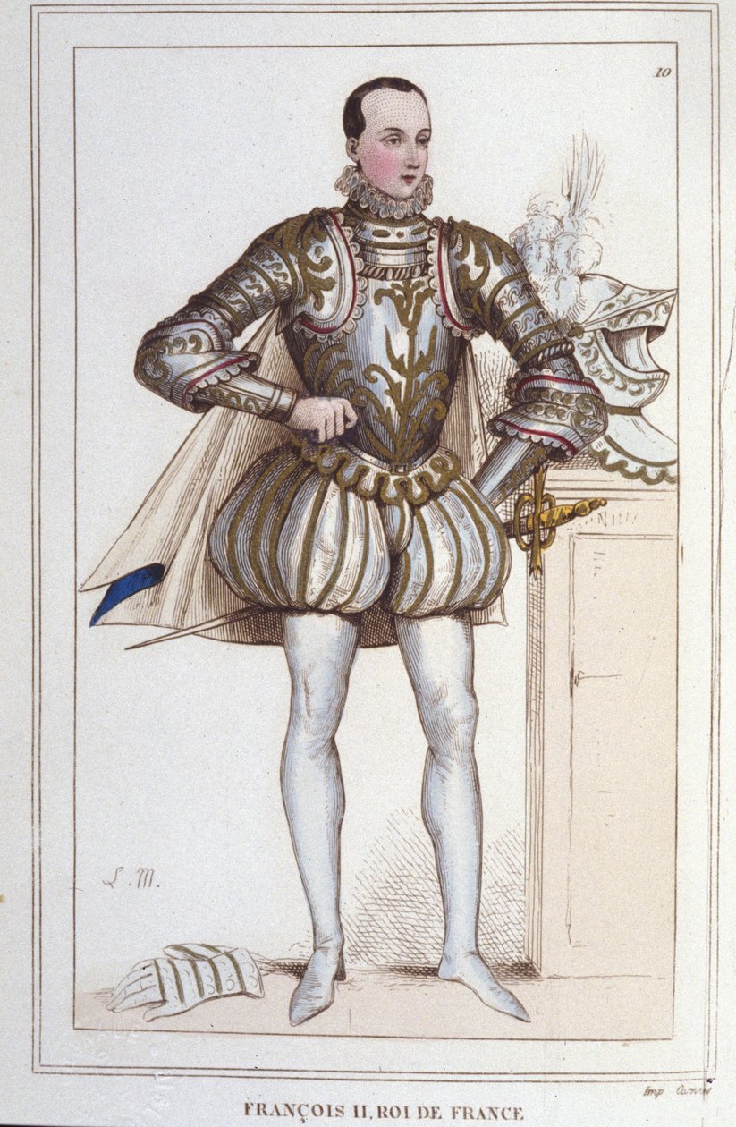 Portræt af Francois II (1544 - 1560), konge af Frankrig, gravering fra 1830 af Unknown artist