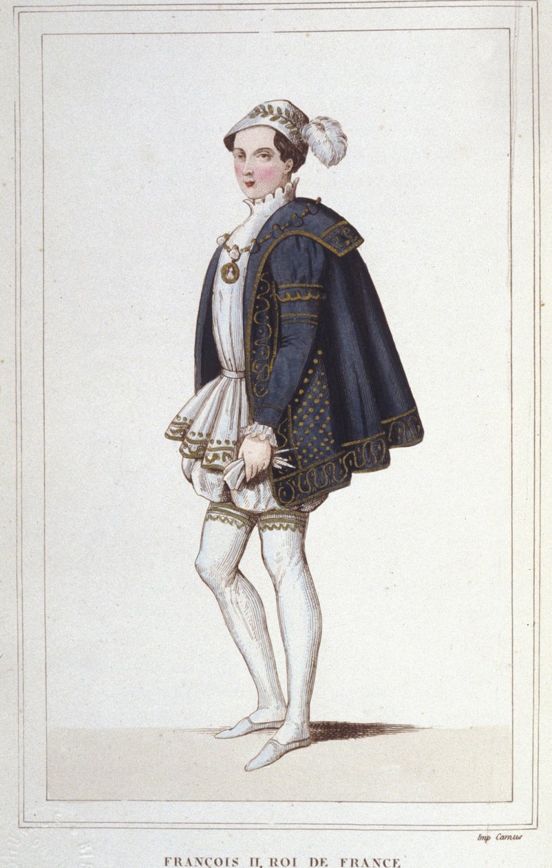 Portræt af Francois II (1544 - 1560), konge af Frankrig, gravering fra 1830 af Unknown artist