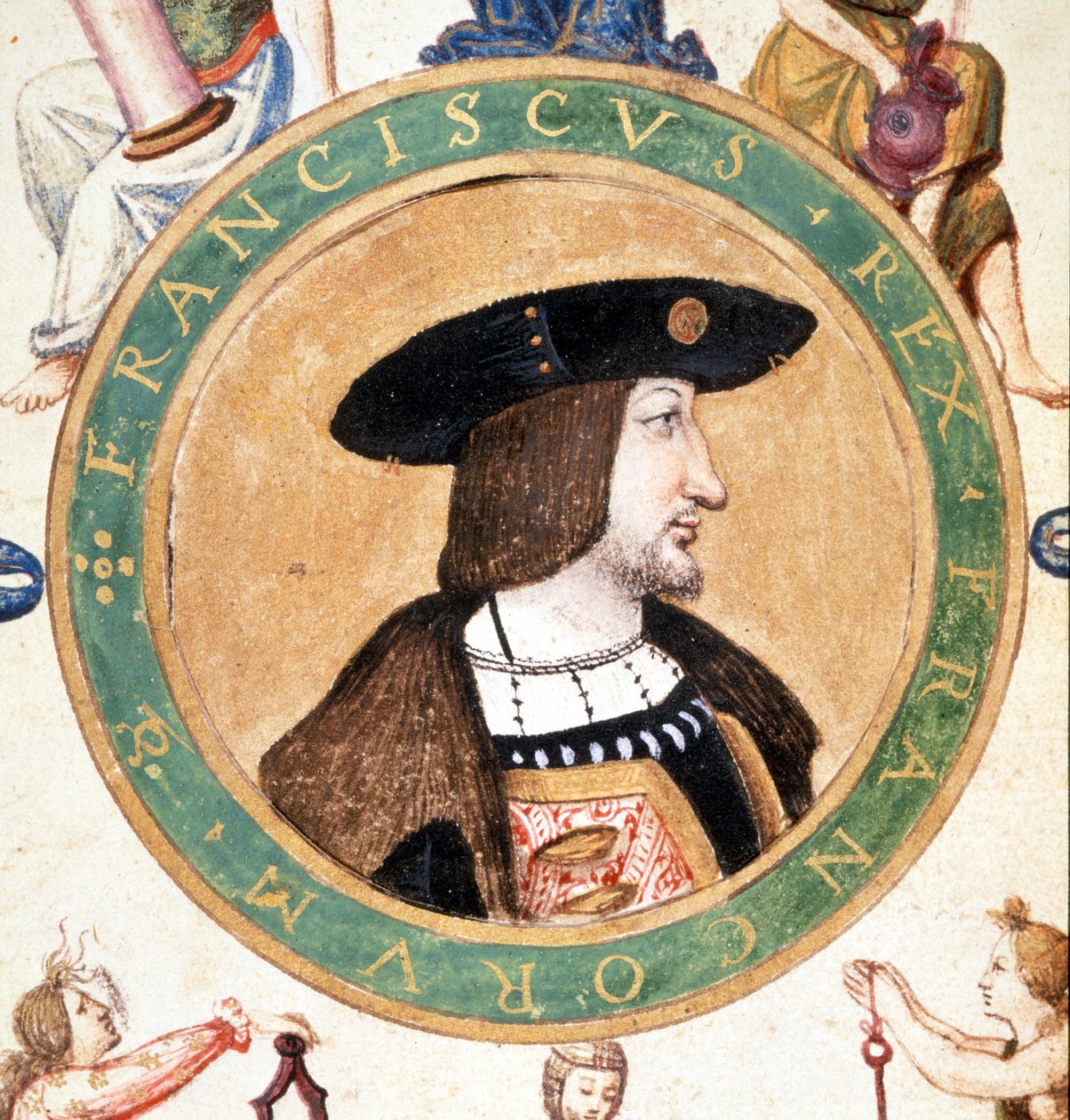 Portræt af Francois I, miniature af det 16. århundrede. af Unknown artist