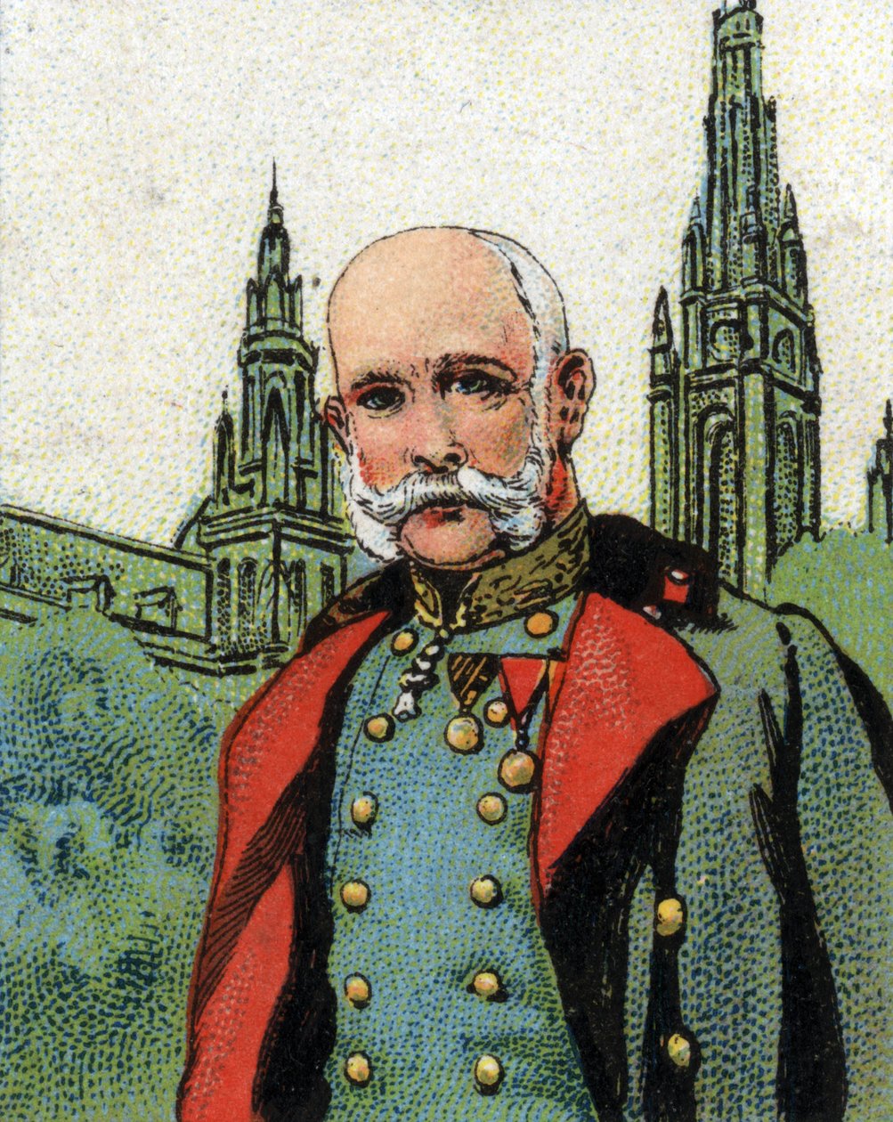 Portræt af Francois Joseph I (1830-1916), kejser af Østrig. Kromolitografi. af Unknown artist