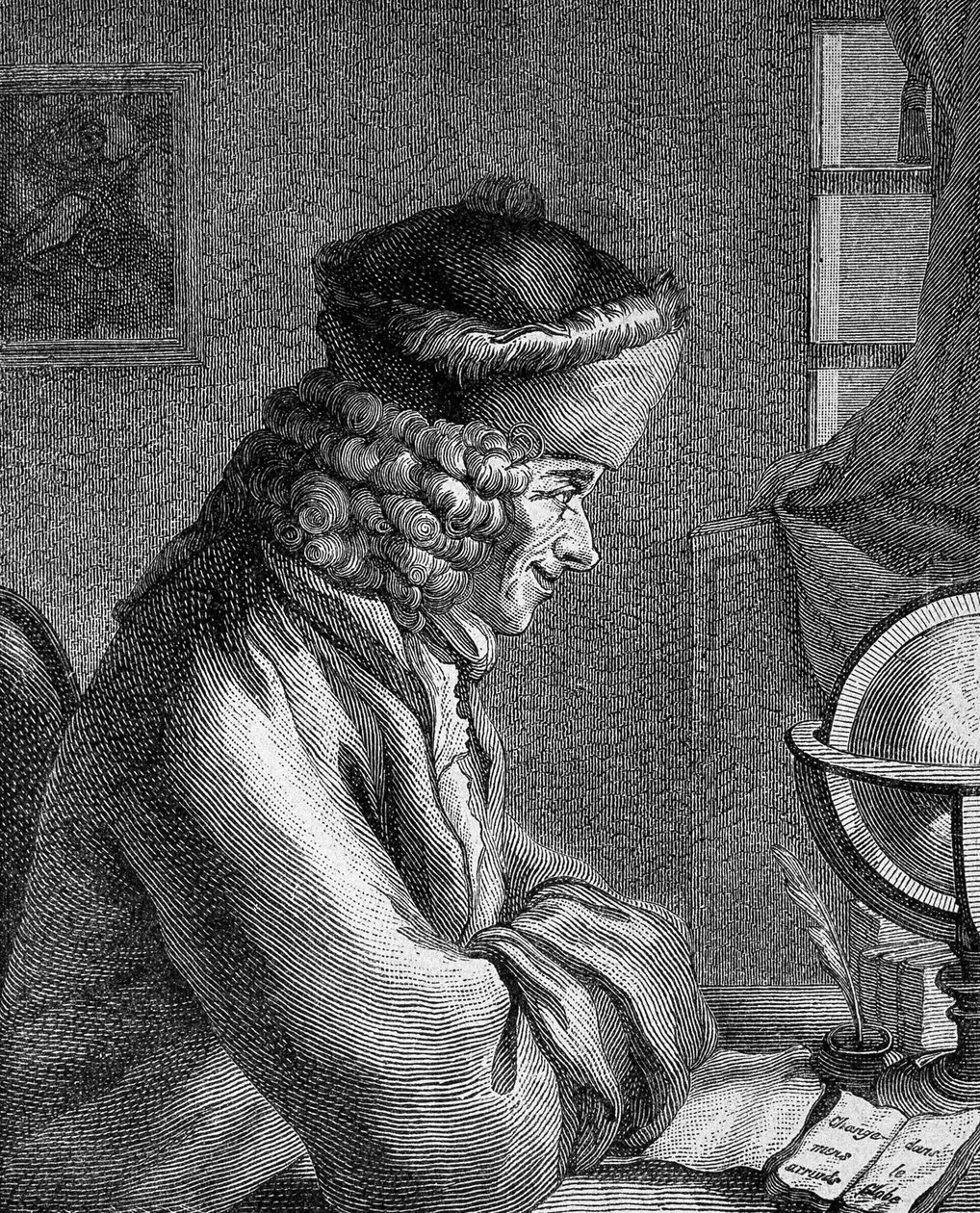 Portræt af Francois Marie Arouet dit Voltaire (1694 - 1778) på Chateau de Ferney i 1764. af Unknown artist