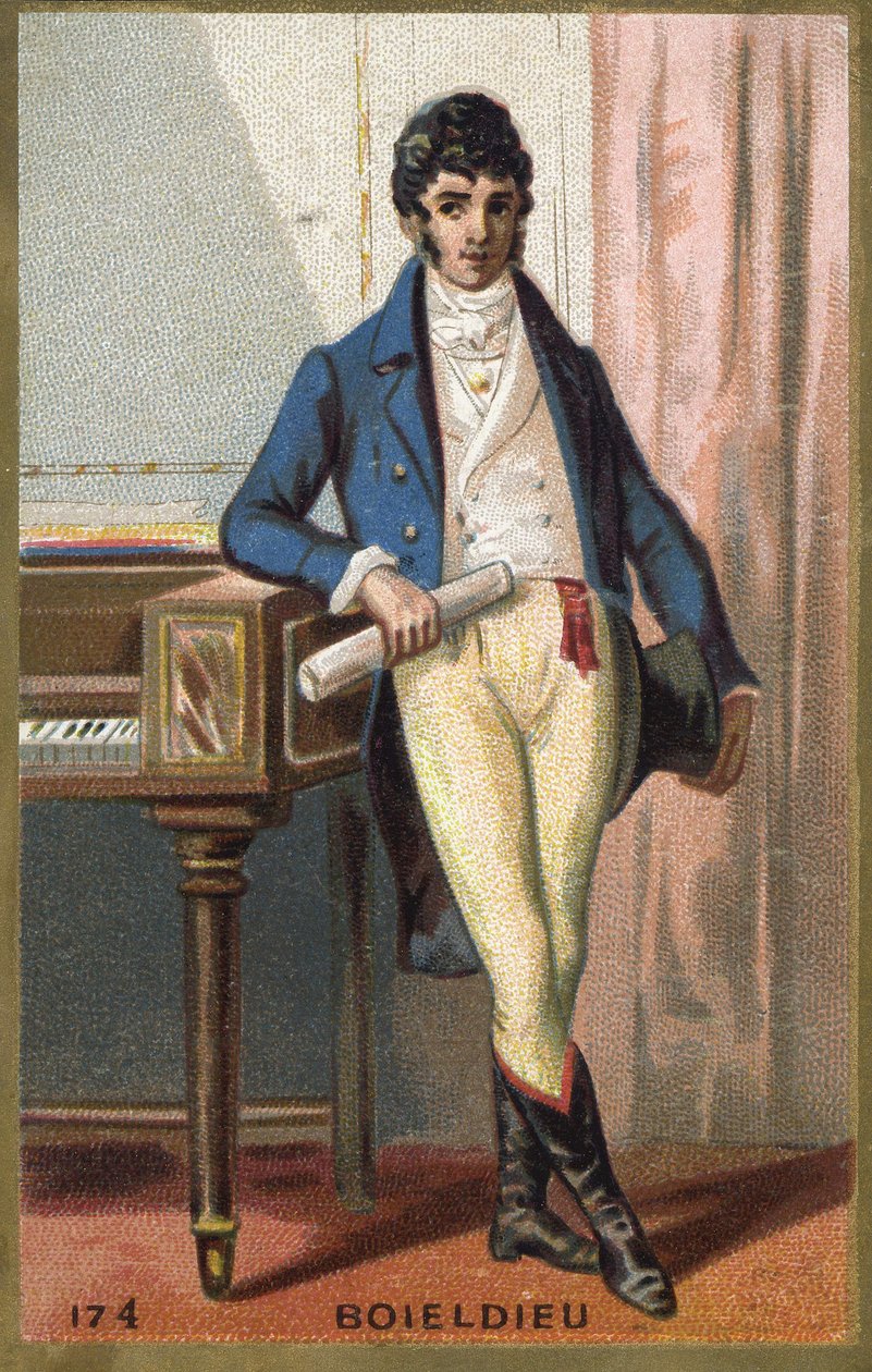 Portræt af François Adrien Boieldieu (1775 - 1834), fransk komponist. Kromolitografi i slutningen af det 19. århundrede. af Unknown artist