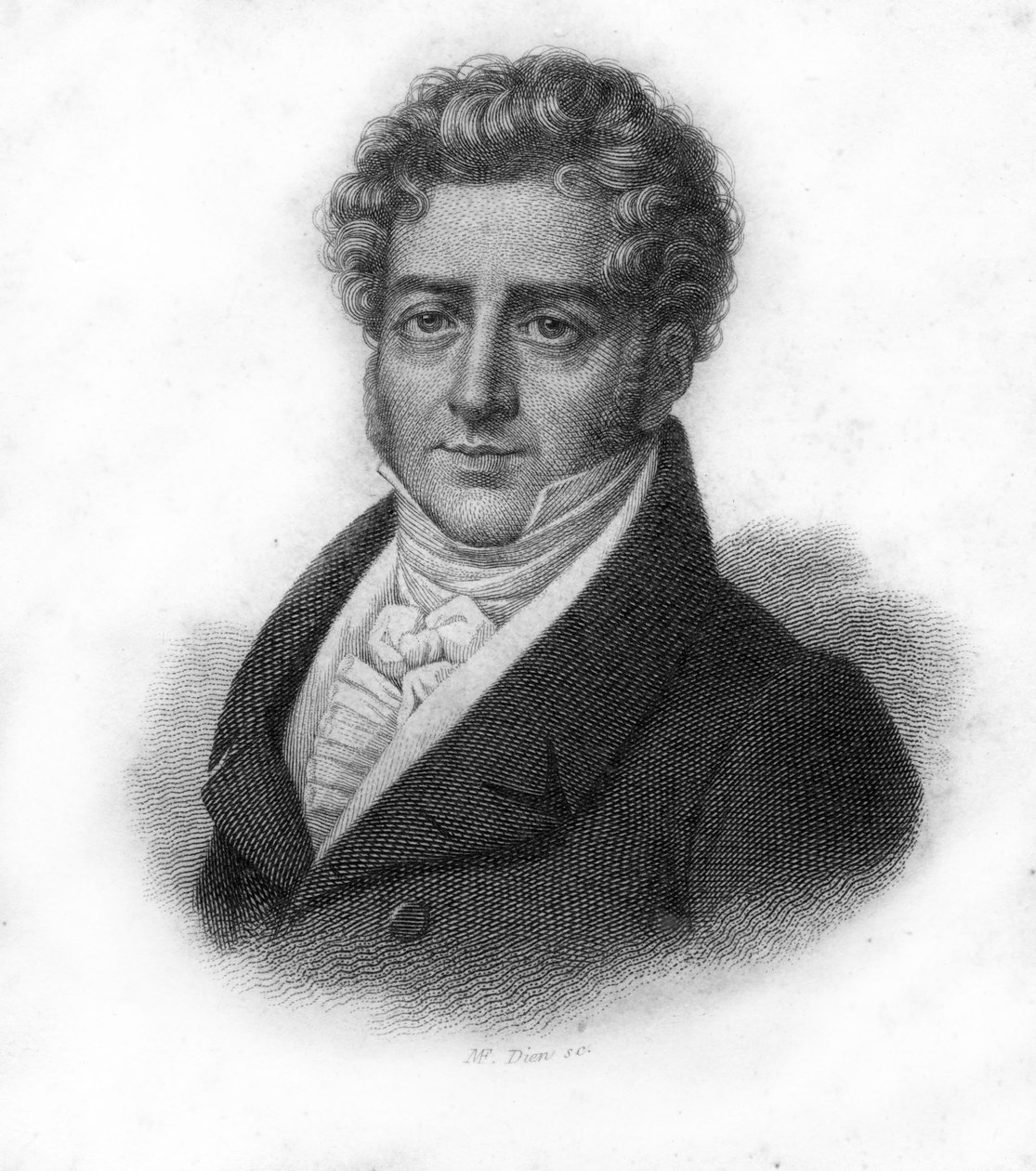 Portræt af François Adrien Boieldieu (1775 - 1834), fransk komponist, gravering af det 19. århundrede af Unknown artist