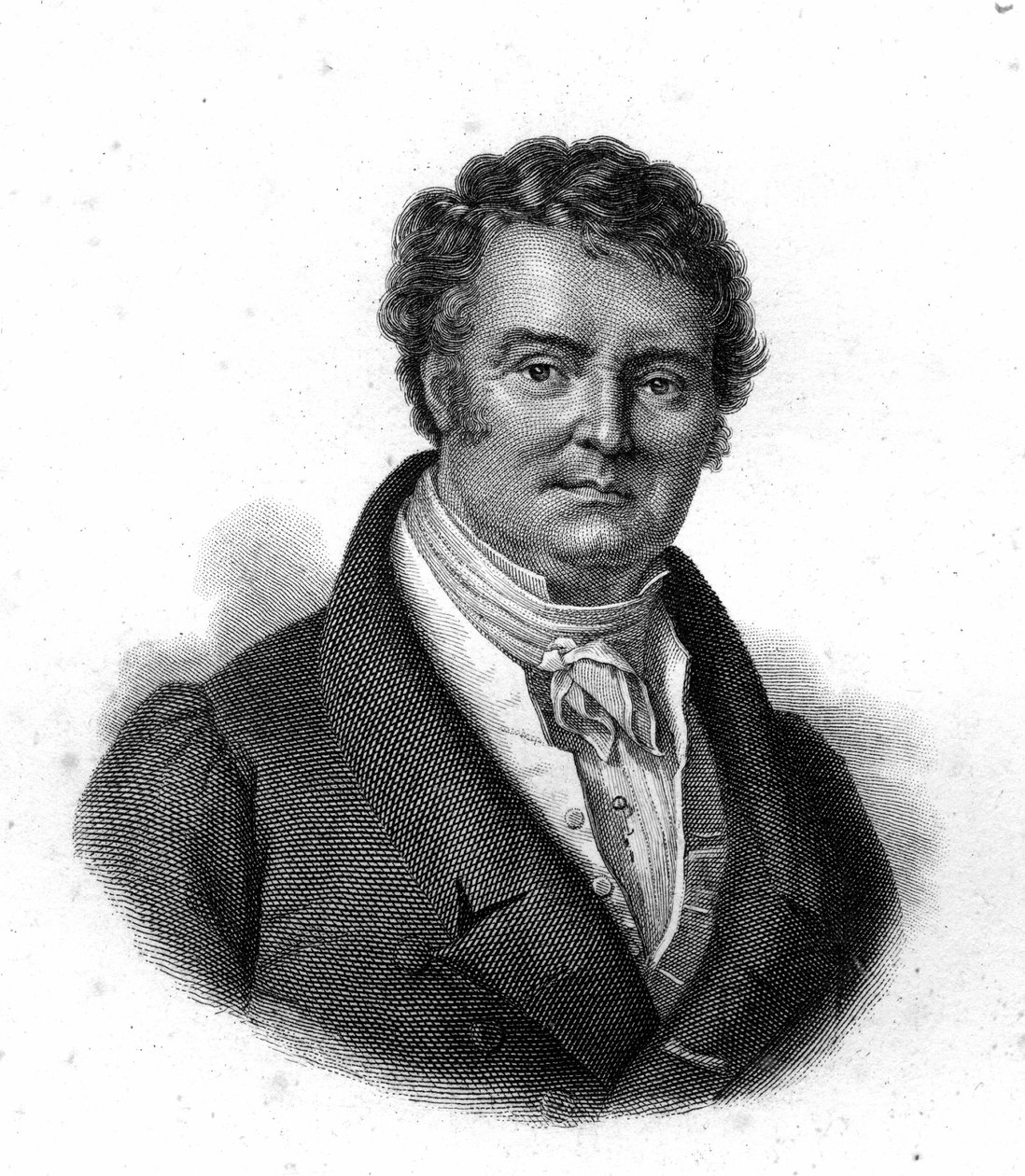 Portræt af François Broussai (1772 - 1838), professor ved det medicinske fakultet i Paris, gravering af det 19. århundrede af Unknown artist