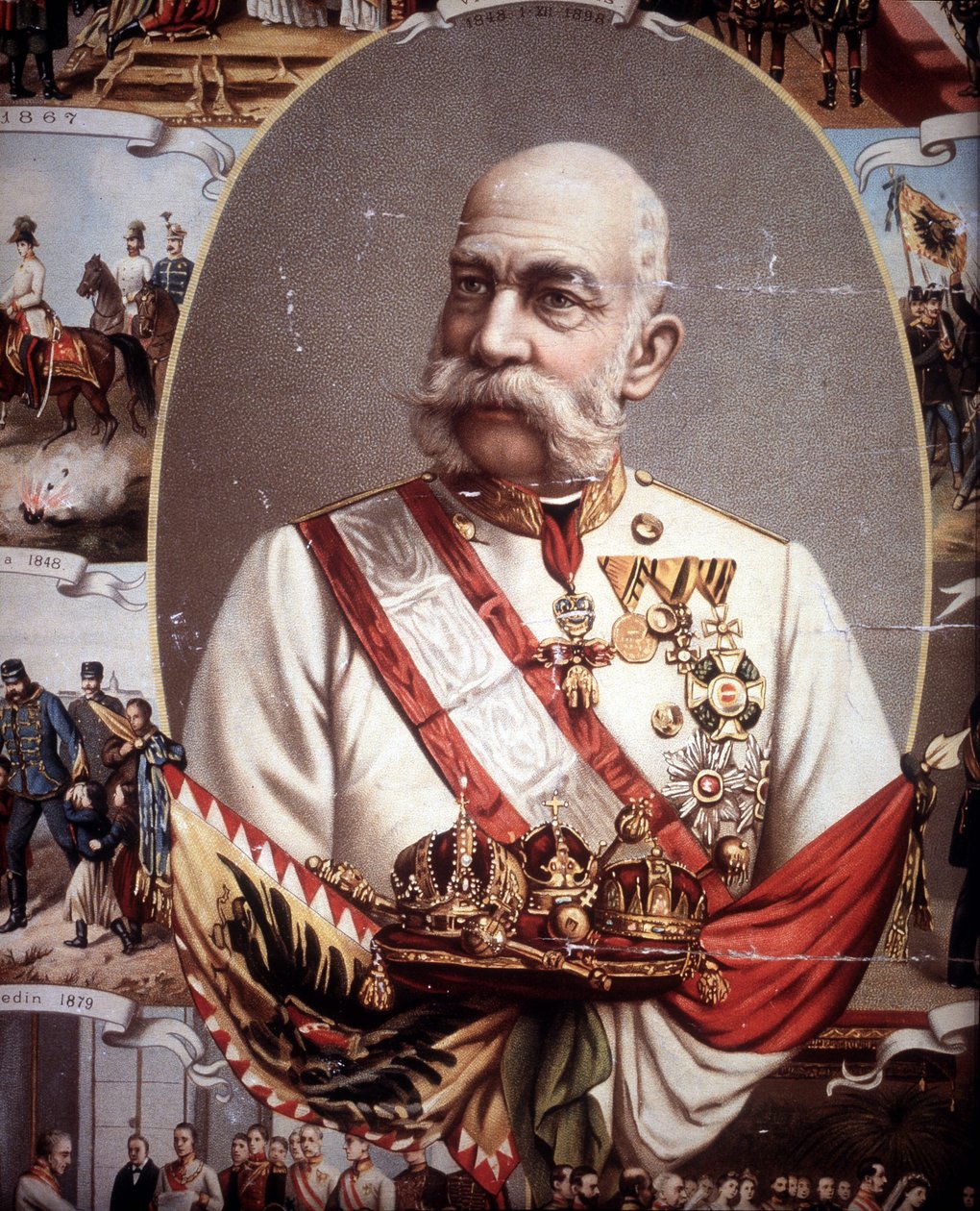 Portræt af François Joseph I (1830 -1916). Kejser af Østrig og Konge af Ungarn. kromolitografi fra slutningen af det 19. århundrede.. af Unknown artist