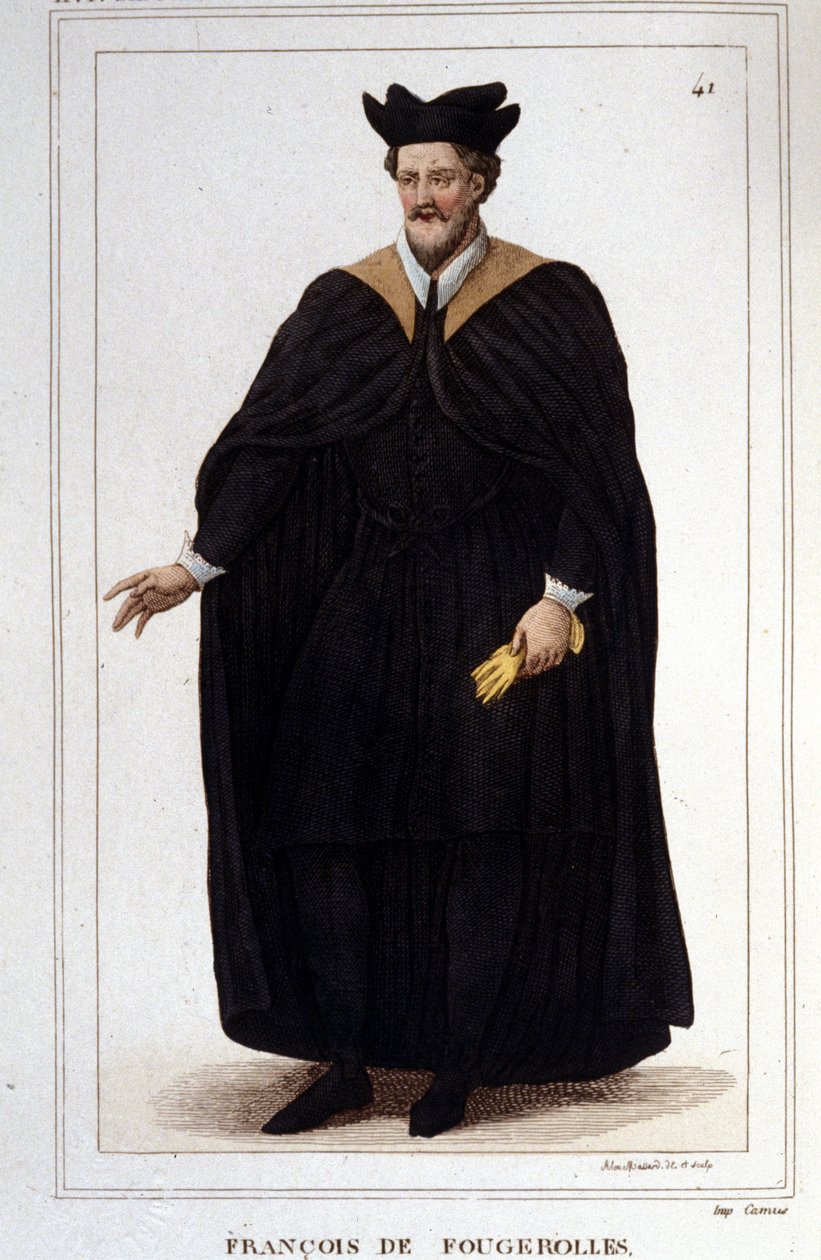 Portræt af François de Fougerolles, latinist, læge i medicin. Han levede i det 16. århundrede. Stik fra 1830. af Unknown artist