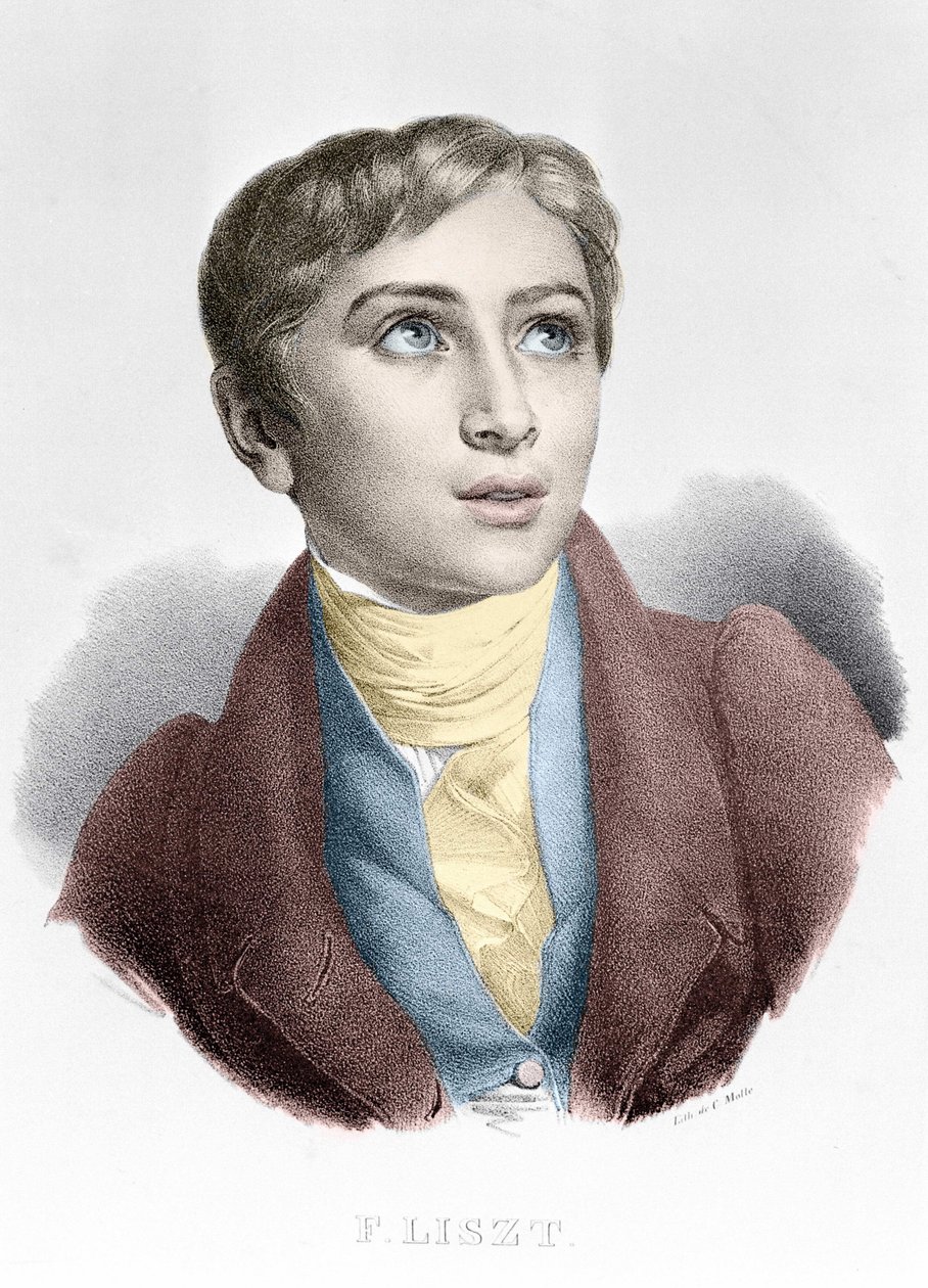 Portræt af Franz Liszt (1811-1886), ungarsk komponist og pianist. af Unknown artist