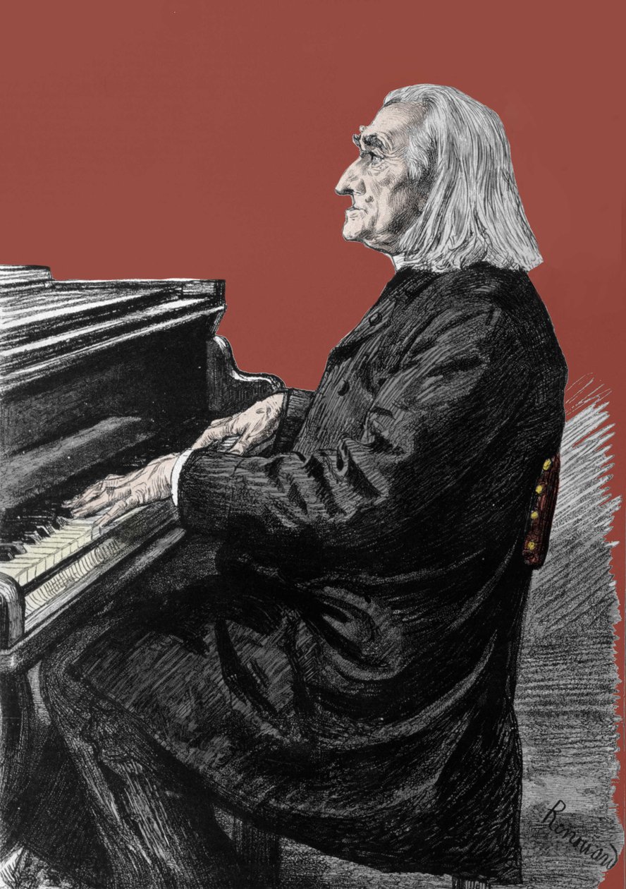 Portræt af Franz Liszt (1811-1886), ungarsk klaverkomponist og pianist. af Unknown artist