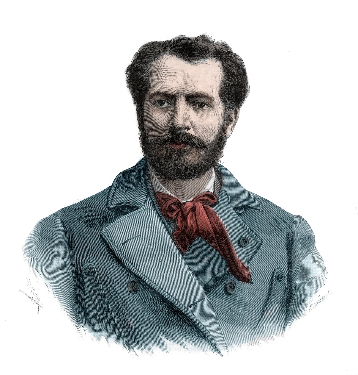 Portræt af Frederic Auguste Bartholdi (1834-1904), fransk billedhugger - gravering 1883 af Unknown artist
