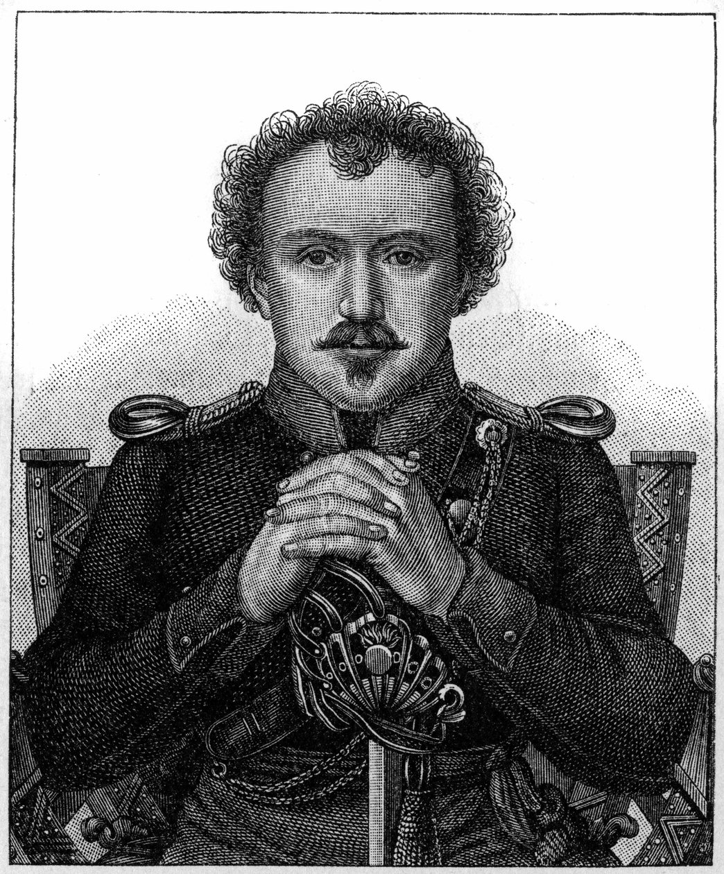 Portræt af Friedrich Heinrich Karl de la Motte, baron Fouque kendt som La Motte-Fouque (1777-1843) tysk romantisk forfatter. af Unknown artist