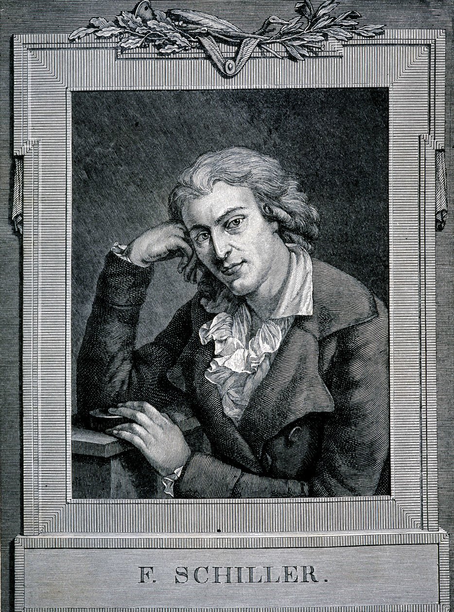Portræt af Friedrich von Schiller (1759 - 1805), tysk digter og dramatiker. af Unknown artist