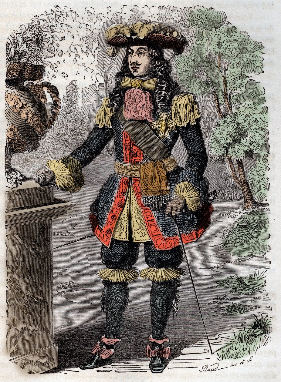 Portræt af Gabriel Nicolas de la Reynie (1625-1709) generalløjtnant for politi i Paris" (Portræt af Gabriel-Nicolas de la Reynie grundlægger af den første moderne politistyrke) Gravering 1800-tallets privatsamling af Unknown artist