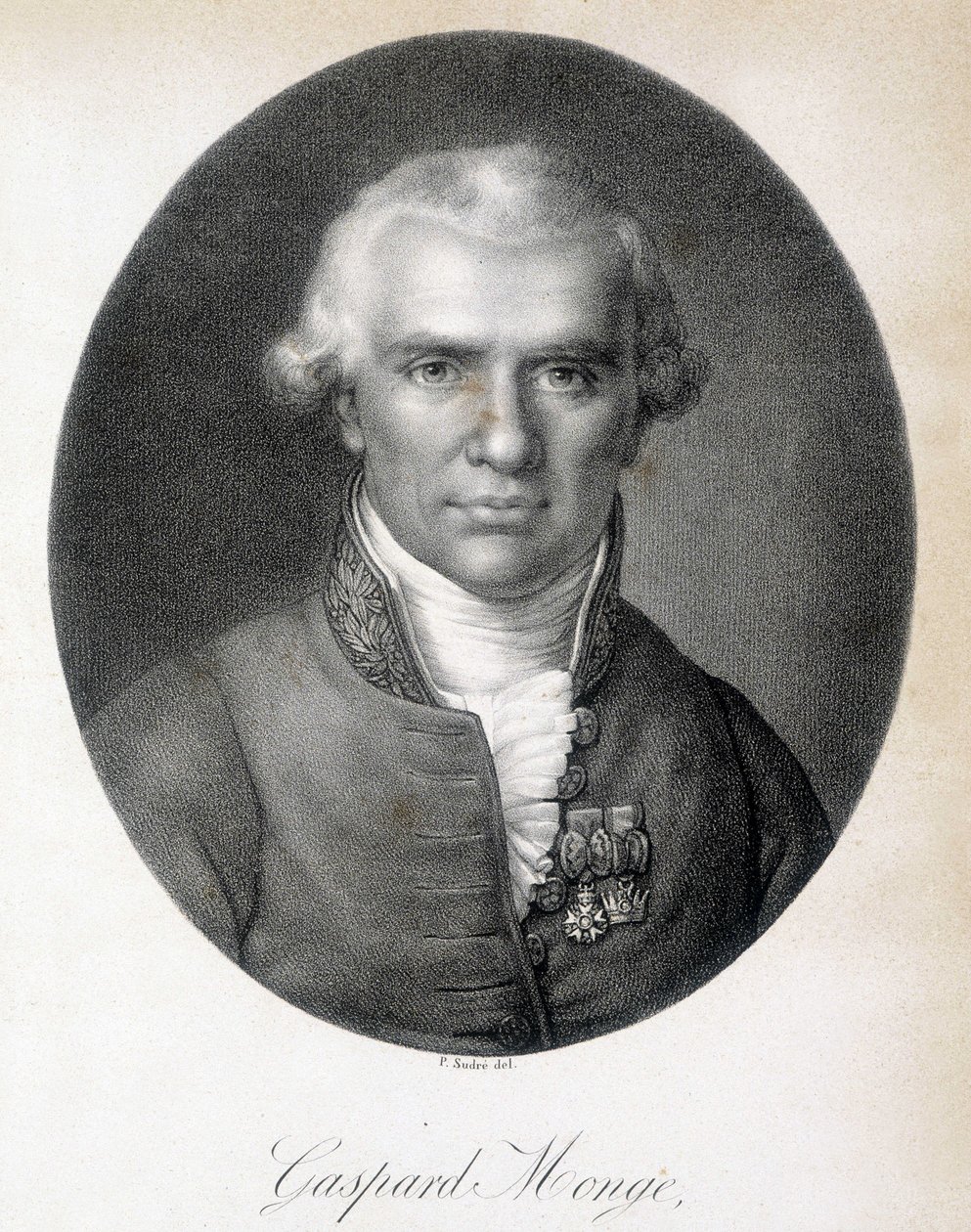 Portræt af Gaspard Monge, Comte de Peluse (1746 - 1818), fransk matematiker - gravering af Unknown artist