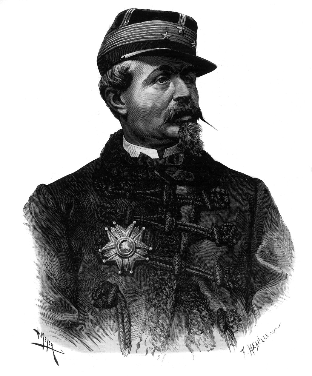 Portræt af general Alfred Chanzy (1823-1883) gravering af 1883 af Unknown artist
