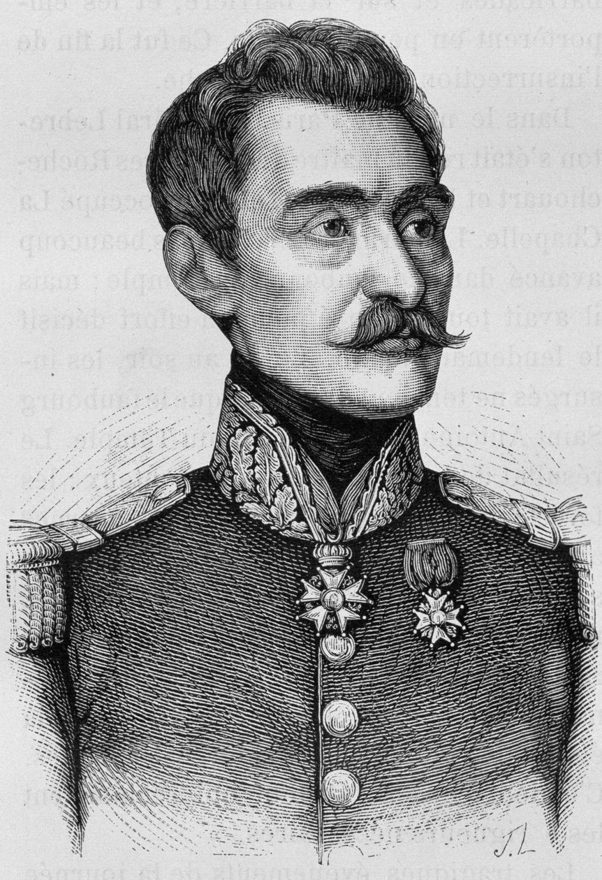 Portræt af general Bréa. Stik fra slutningen af 1800-tallet i "Histoire de France"" af H. Martin. af Unknown artist