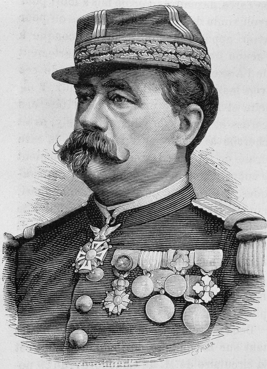 Portræt af General Carré de Bellemarre. Indgravering af slutningen af det 19. århundrede i "Histoire de France"" af H. Martin. af Unknown artist