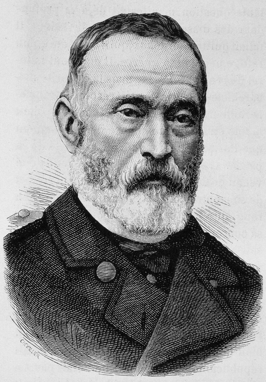 Portræt af general Clément Thomas (1809 - 1871). Indgravering af slutningen af det 19. århundrede i "Histoire de France"" af H. Martin. af Unknown artist