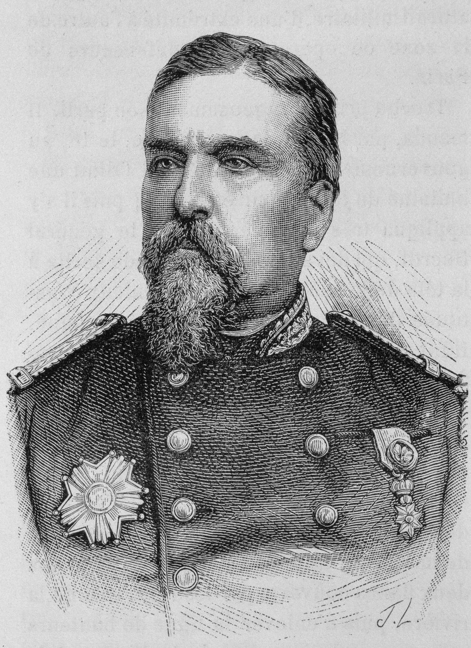 Portræt af General Ducrot (1817 - 1882). Indgravering af slutningen af det 19. århundrede i "Histoire de France"" af H. Martin. af Unknown artist