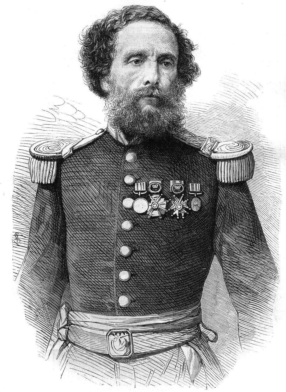 Portræt af general Juan Antonio Pezet (1809-1879) præsident for Republikken Peru. Indgravering i "The Illustrious Universe" af Unknown artist