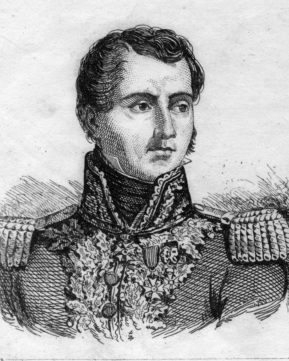 Portræt af general Pierre Francois Joseph du CREUX Flour 1770-1835. Gravering af det 19. århundrede. af Unknown artist