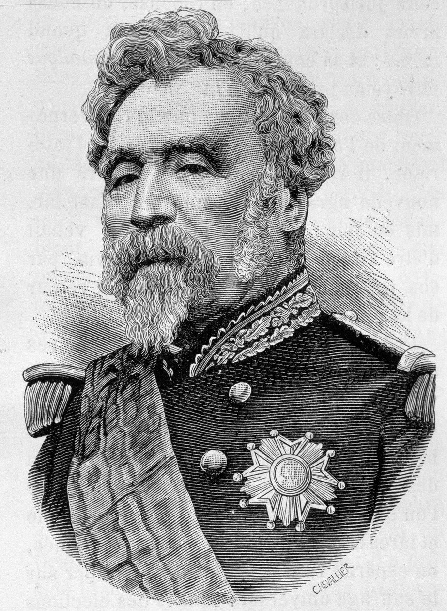 Portræt af General de la Motterouge. Indgravering af slutningen af det 19. århundrede i "Histoire de France"" af H. Martin. af Unknown artist