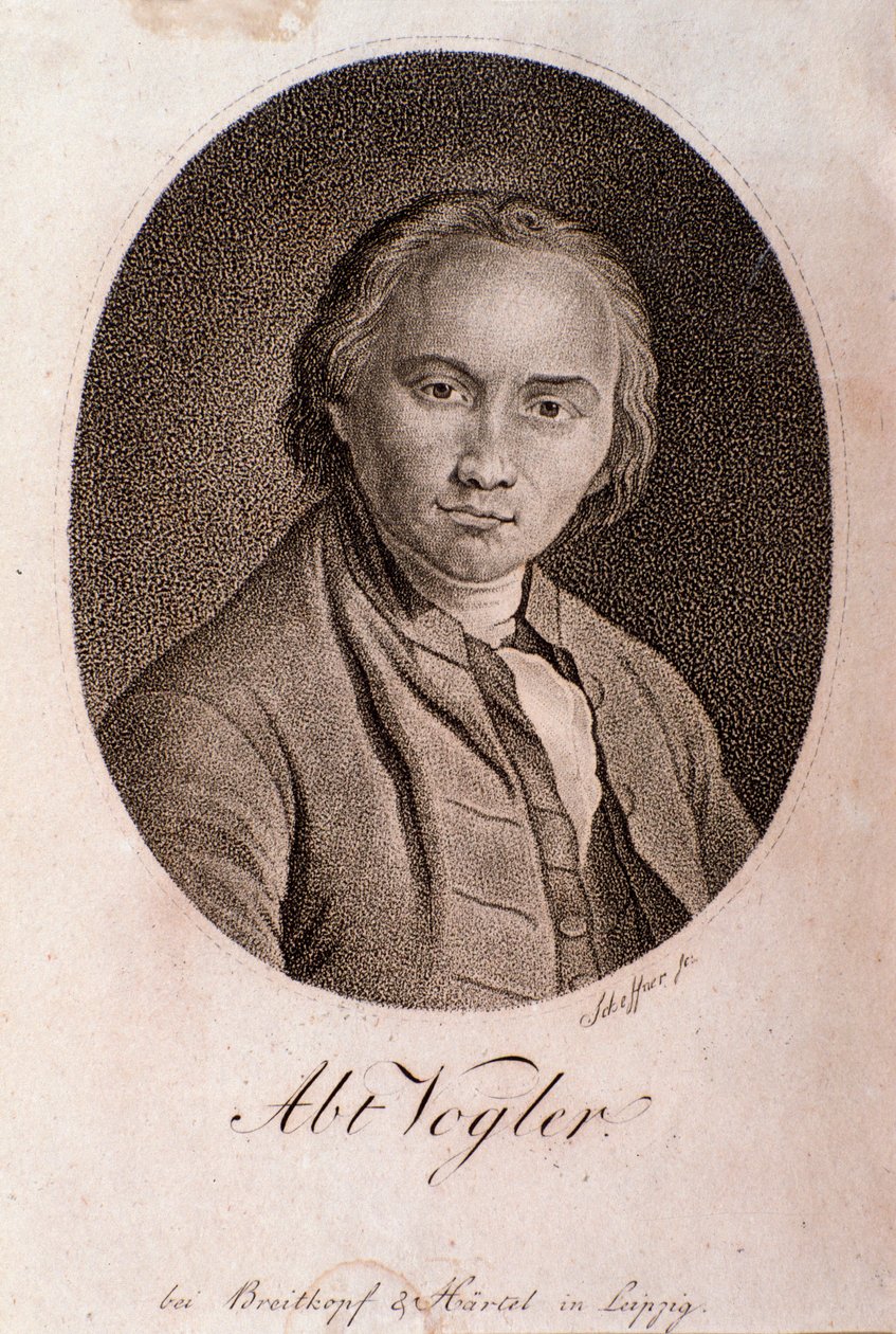 Portræt af Georg Joseph Vogler (abbe Vogler) (gravering) af Unknown artist