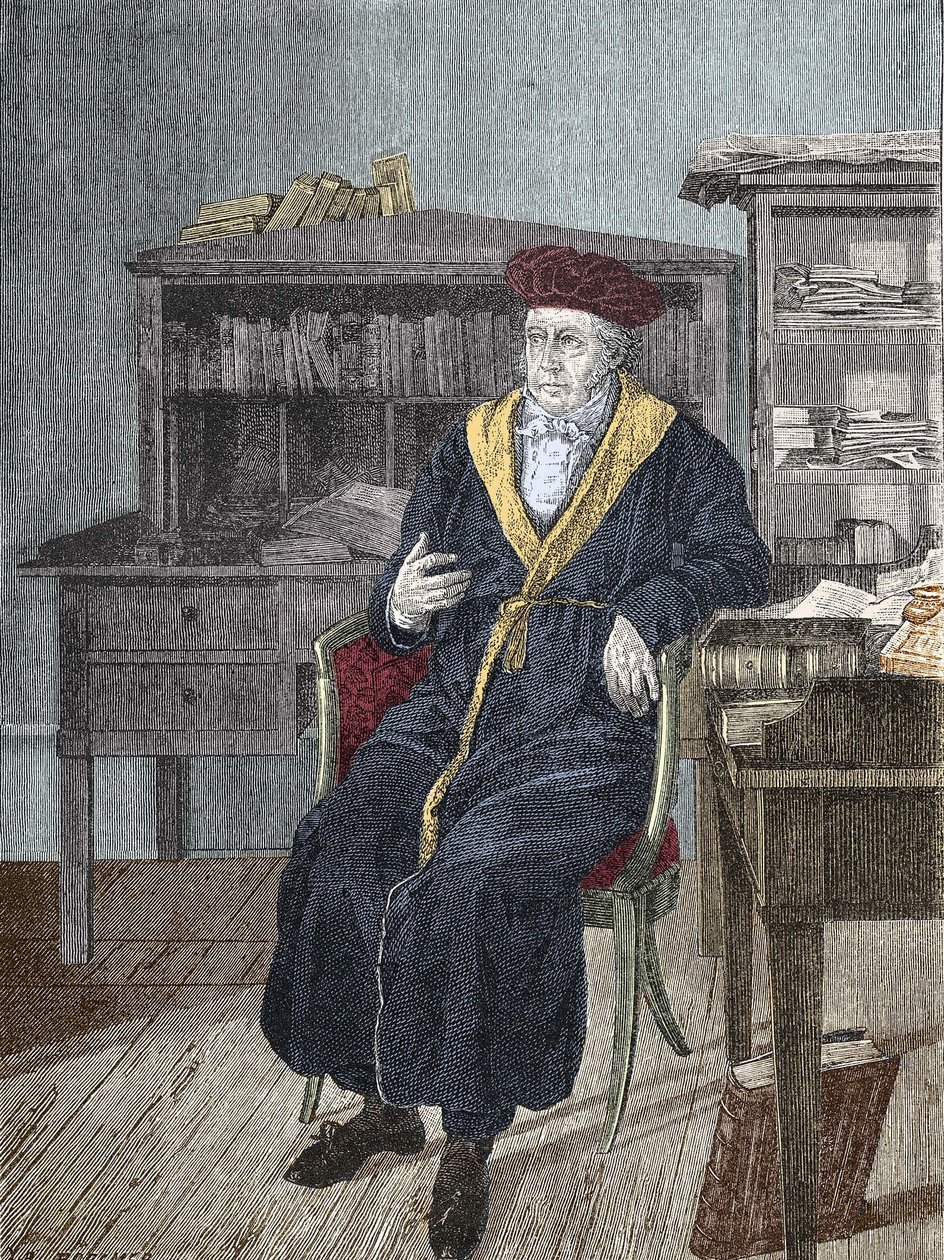 Portræt af Georg Wilhelm Friedrich Hegel på hans kontor (1770 - 1831) tysk filosof af Unknown artist